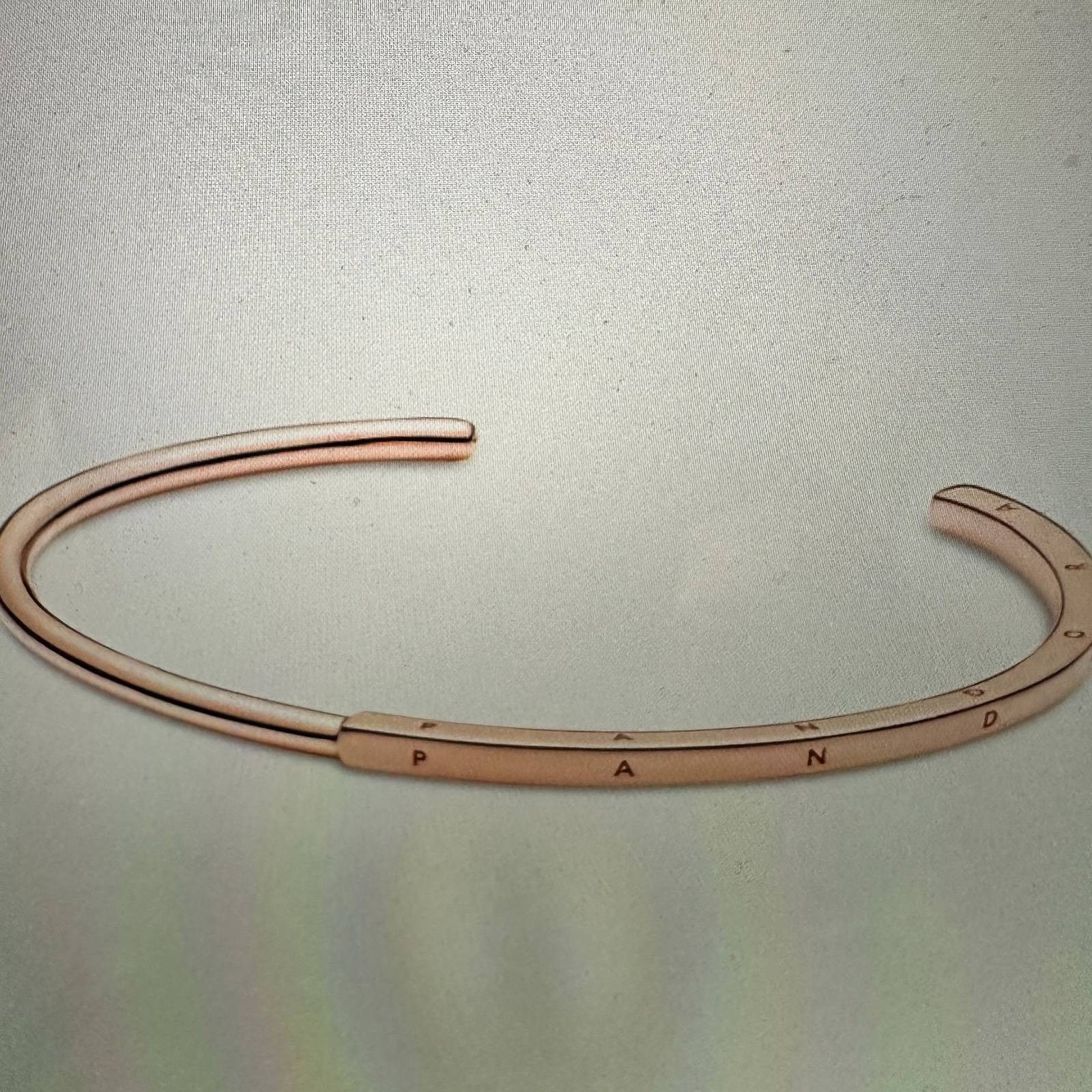 pandora Authentic Pandora SIGNATURE I. D. OPEN BANGLE, ROSE GOLD SZ Size ONE SIZE - 5 Thumbnail