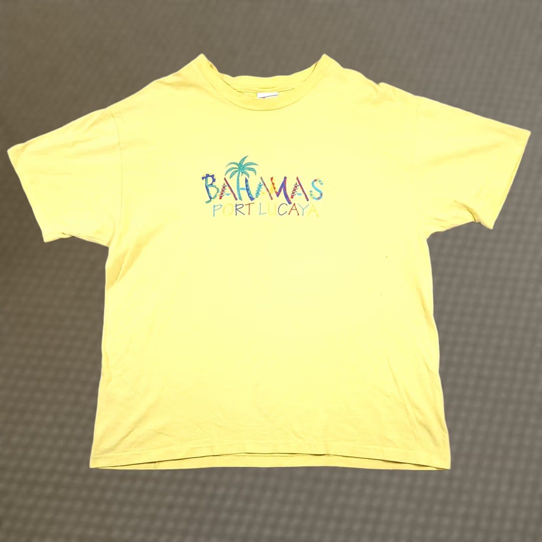 Hanes VINTAGE Hanes Beefy-T Bahamas Embroidered T-Shirt XL Yellow S/S USA Made Mens 90s Beach Tee Size US XL / EU 56 / 4 - 1 Thumbnail