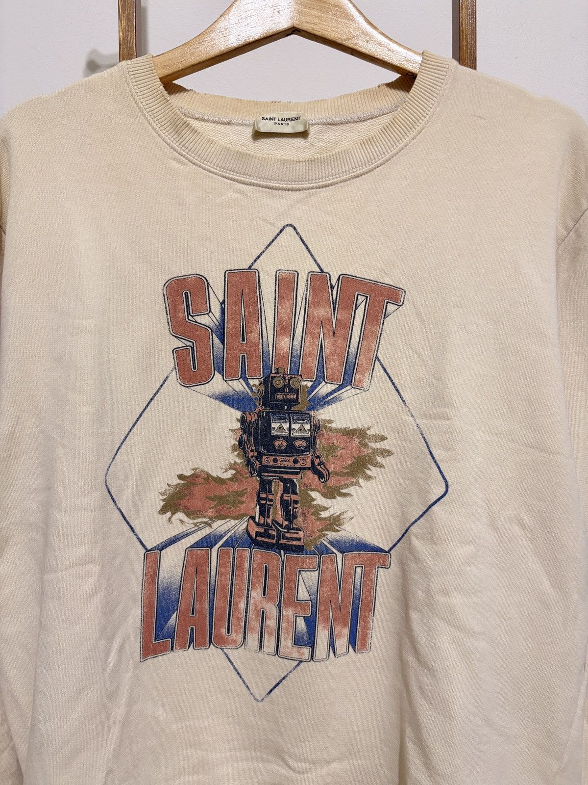 Saint Laurent Paris Saint Laurent Robot Destroyed Sweatshirt Size US M / EU 48-50 / 2 - 4 Thumbnail