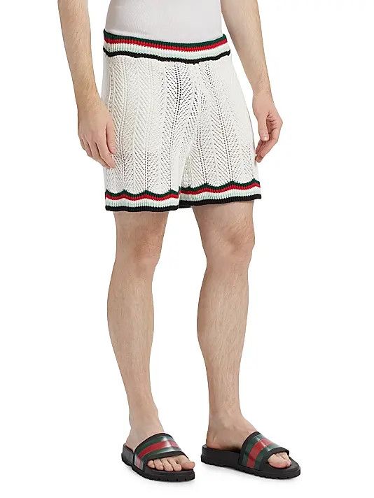 Casablanca os11x0326 Chevron Faux Crochet Shorts in Multicolor Size US 36 / EU 52 - 5 Thumbnail
