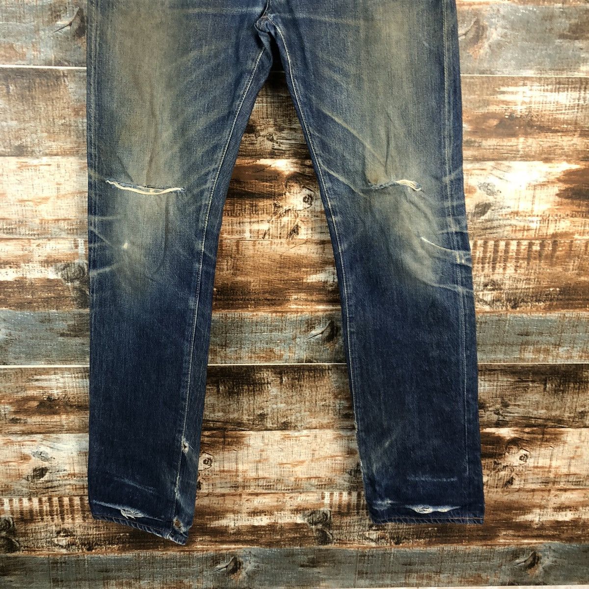 Levi's DLL Levis 505 Big E Blue Distressed Denim Pants #C133 Size US 30 / EU 46 - 6 Thumbnail