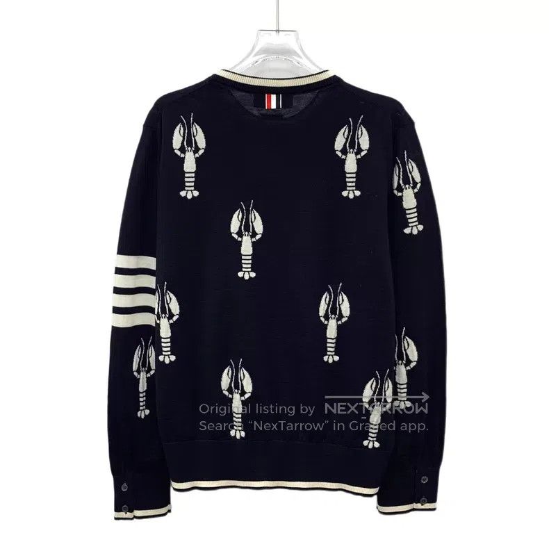 Thom Browne Thom Browne Dark blue round neck long-sleeve knitted sweat Size US L / EU 52-54 / 3 - 2 Thumbnail