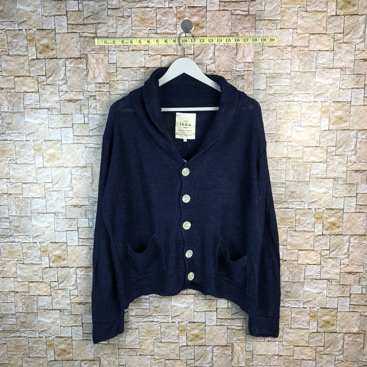 Japanese Brand Ikka Dark Blue Cardigan Knitwear #A1214 Size US L / EU 52-54 / 3 - 1 Thumbnail