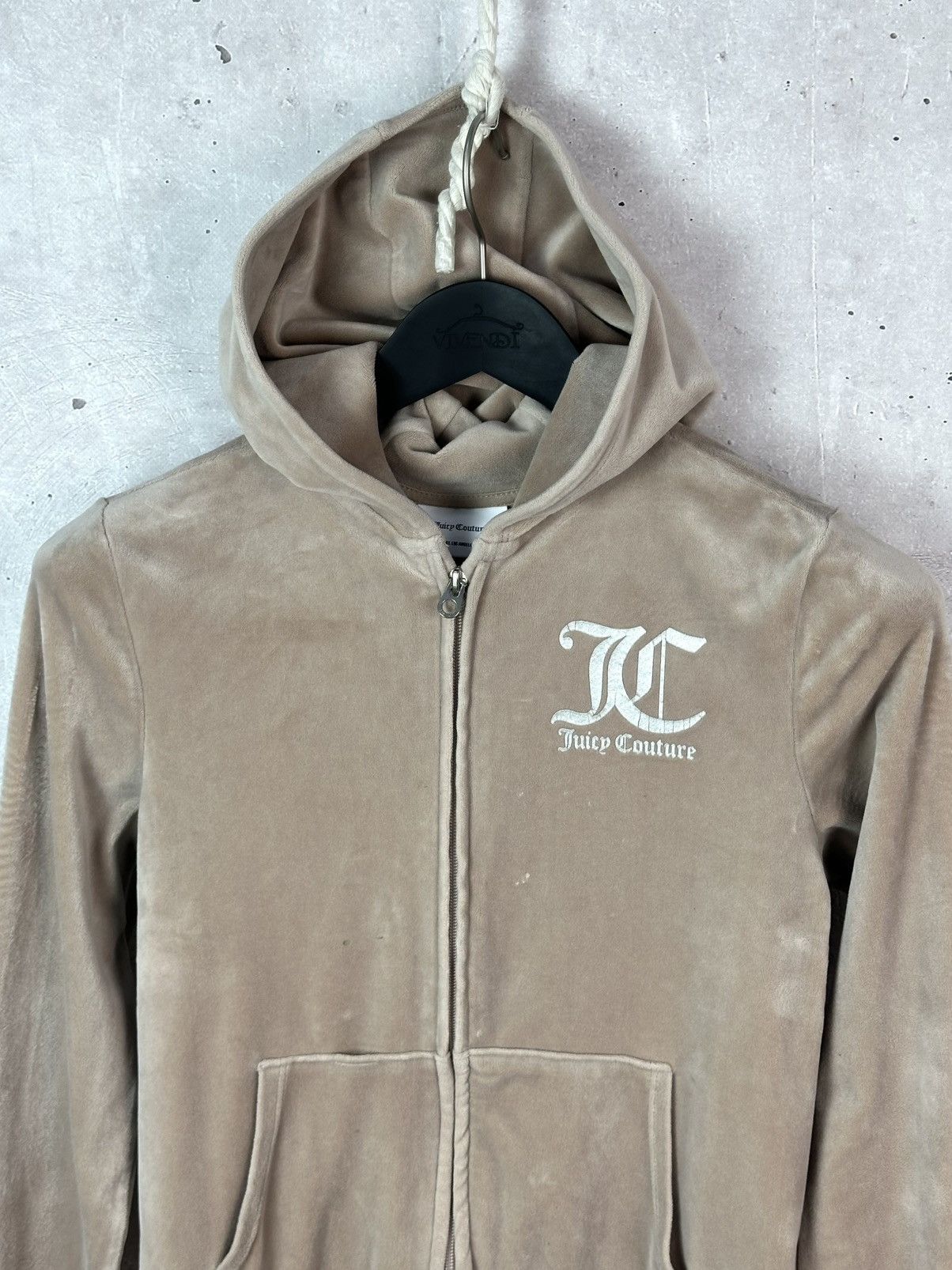 Juicy Couture Juice Couture Velvet Beige Zip Women’s Long Sleeve Hoodie Size S / US 4 / IT 40 - 3 Thumbnail