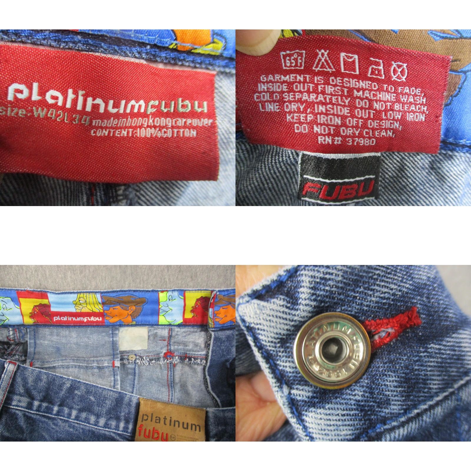 Fubu VINTAGE FUBU Platinum Fat Albert Jeans Mens 42x34 Baggy Denim Y2K 2000s Size US 42 / EU 58 - 10 Thumbnail