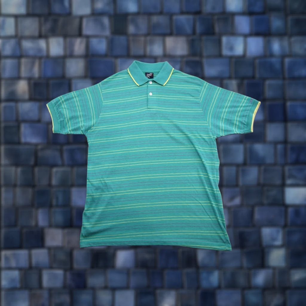 Levi's VINTAGE Levi's Polo Shirt Striped Blue XL Men Shirt Short Sleeve Collared 70s 80s USA Logo Size US XL / EU 56 / 4 - 1 Thumbnail