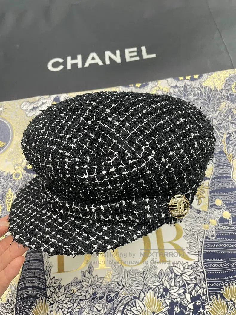 Chanel Chanel SizeL Black and white colour-matched plaid beret new Size ONE SIZE - 2 Thumbnail