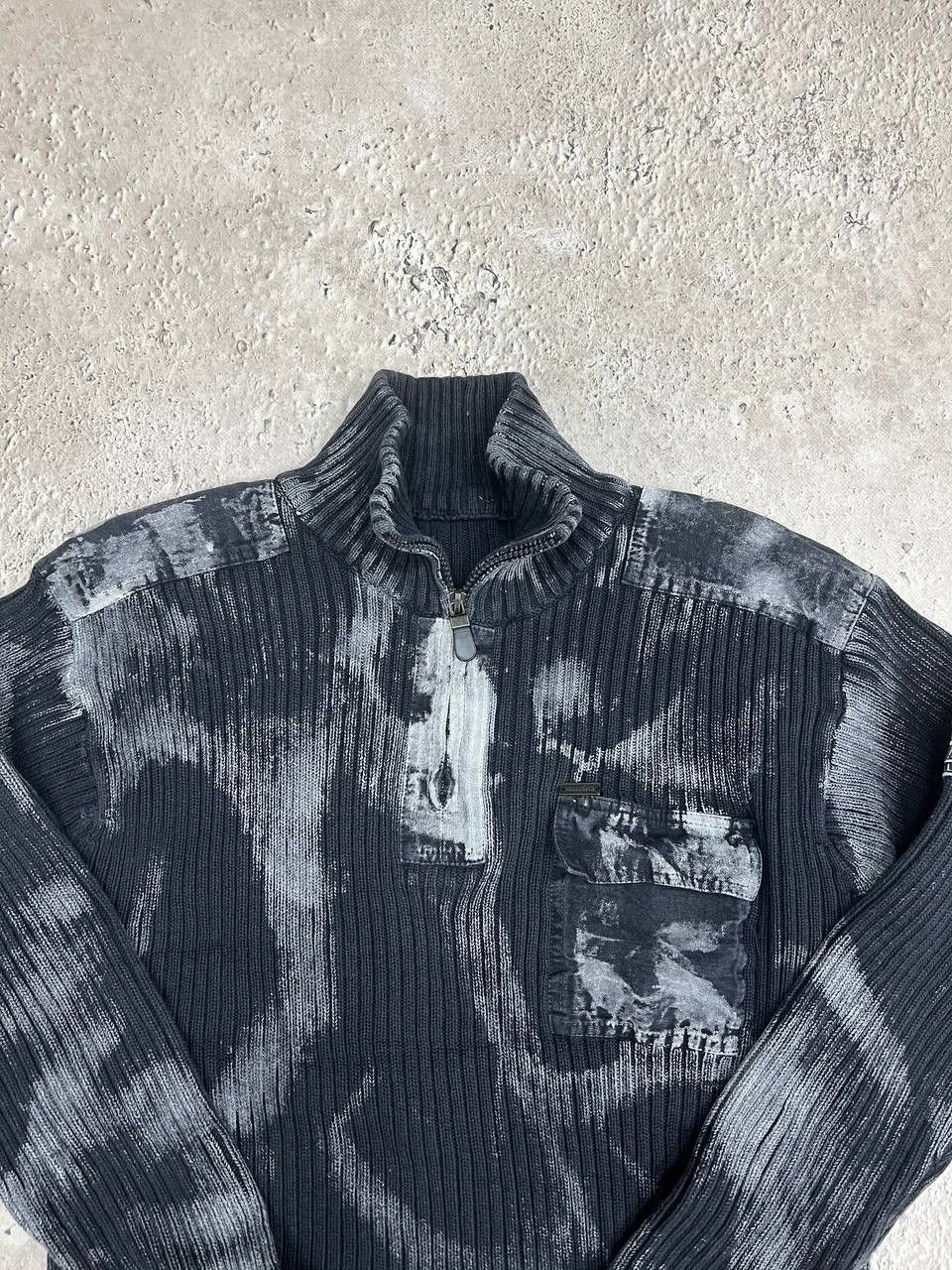 Japanese Brand Vintage Y2K Diesel Style Washed Grey 3/4 Zip Sweater Size US M / EU 48-50 / 2 - 4 Thumbnail