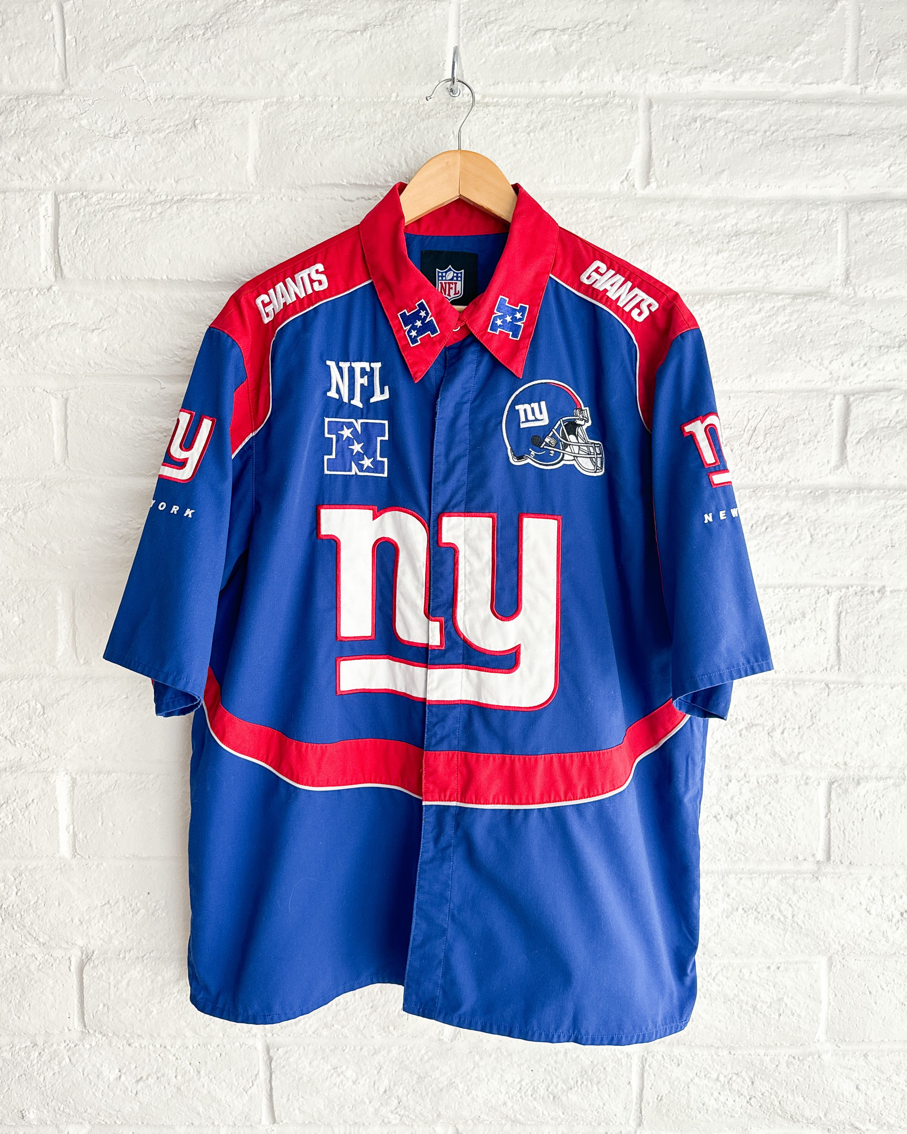 NFL Vintage 2000s New York Giants Shirt Blue Patches Embroidered Size US XL / EU 56 / 4 - 1 Thumbnail