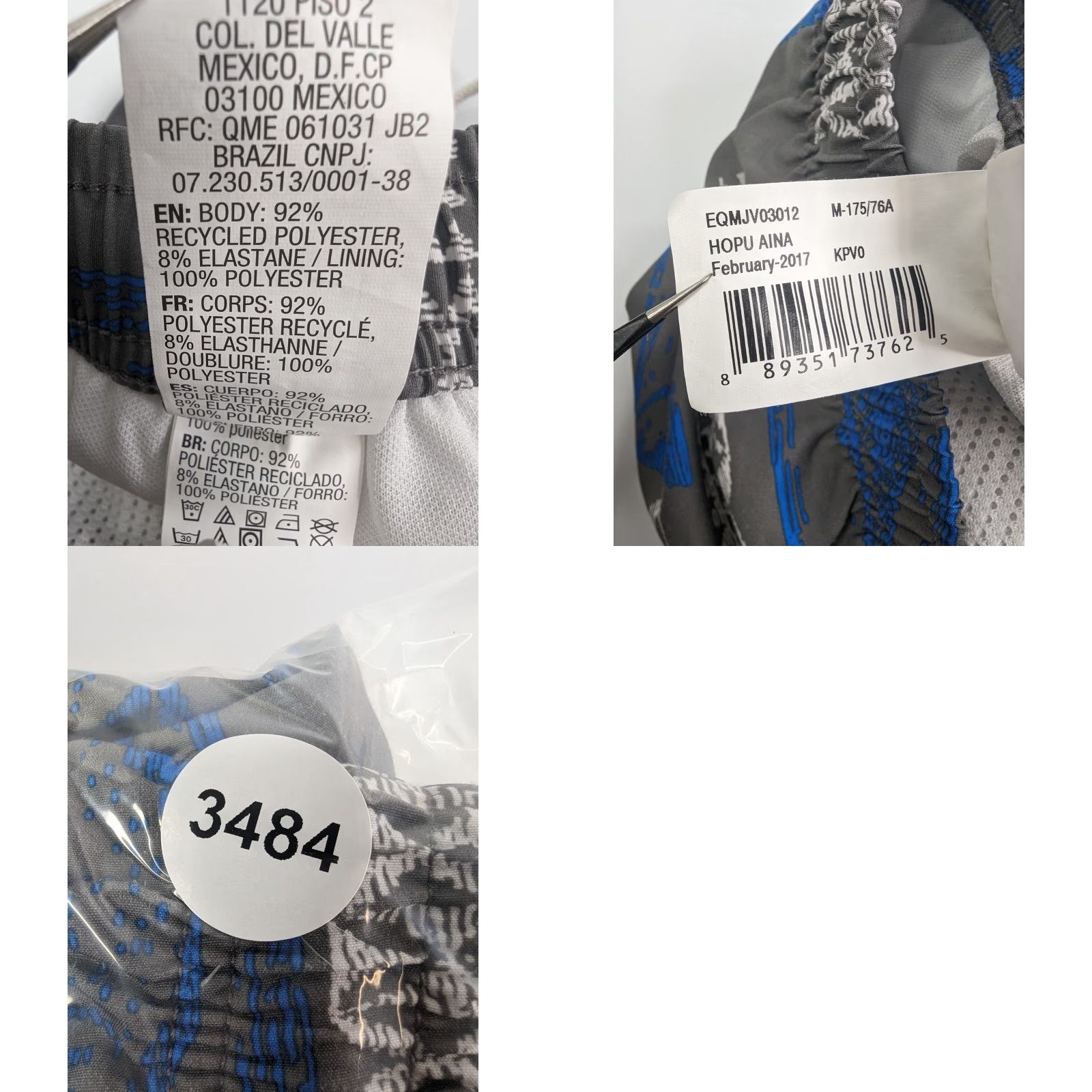 Quiksilver Quiksilver Waterman Hopu Aina Men’s Medium Swim Trunks Lined Drawstring Pockets Blue Trunks Beach Hawaii Aloha Surf Ocean Waves Pattern AOP Size ONE SIZE - 9 Thumbnail