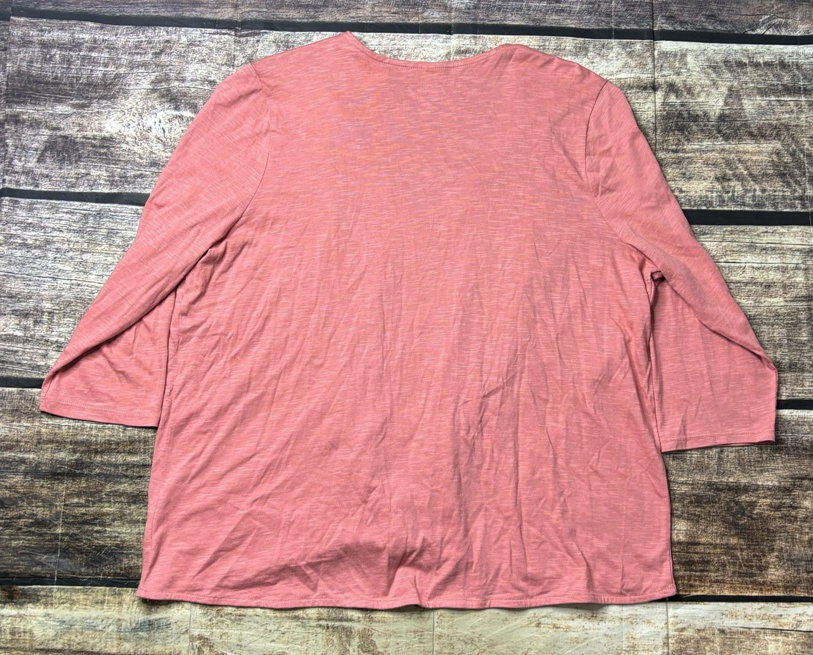 J. Jill Pure J Jill Top Womens XL Cotton Cross Front Pink Button $69 Size XL / US 12-14 / IT 48-50 - 3 Thumbnail