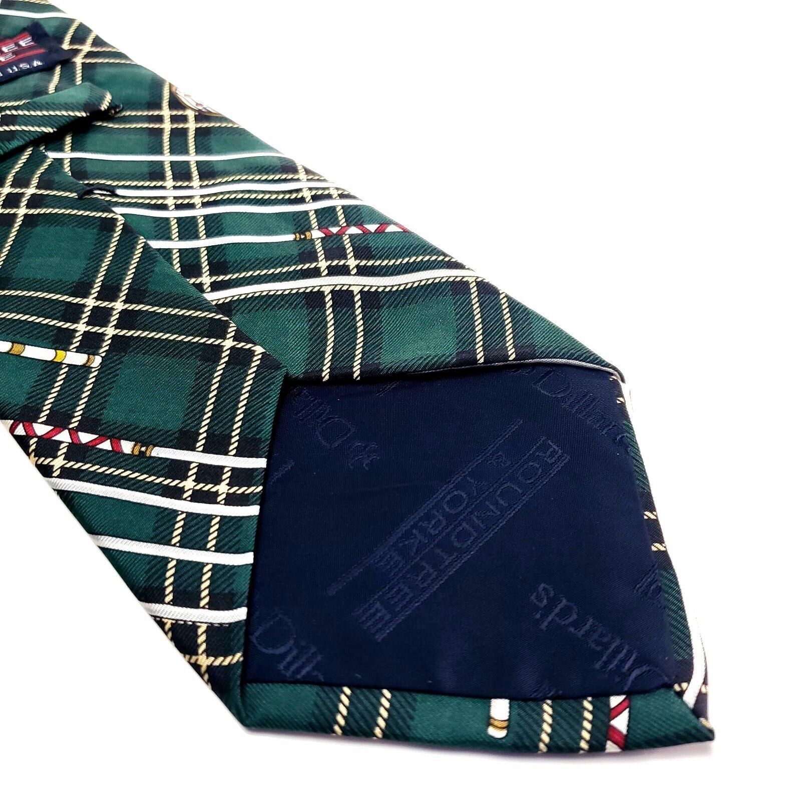 Roundtree & Yorke Roundtree & Yorke Green Silk Tie Woven Glen Check Golf Club Size ONE SIZE - 4 Thumbnail