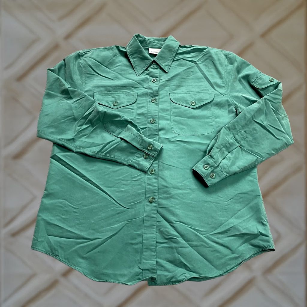 Essentials Modern Essentials Button Blouse Shirt Womens Medium Green Long Sleeve Polynosic Size M / US 6-8 / IT 42-44 - 1 Thumbnail