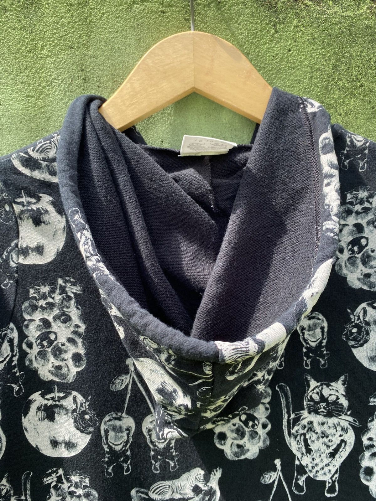 Japanese Brand Scolar AOP Animal Fruit Hoodie Black Zip Up Unique Pattern Size ONE SIZE - 10 Thumbnail