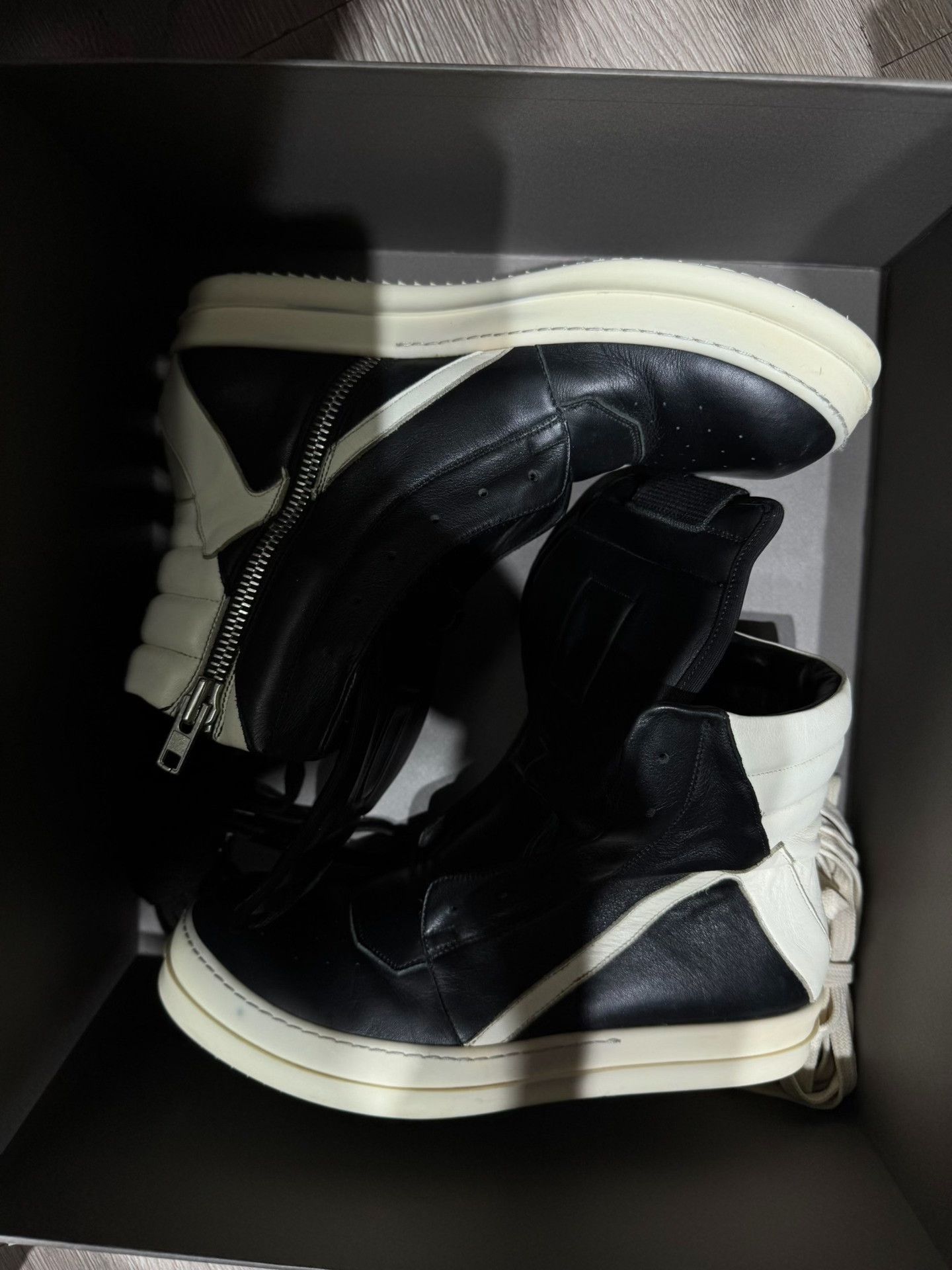 Rick Owens Rick Owens Leather Black Hitop Sneakers 40 Men Size US 7.5 / EU 40-41 - 1 Thumbnail
