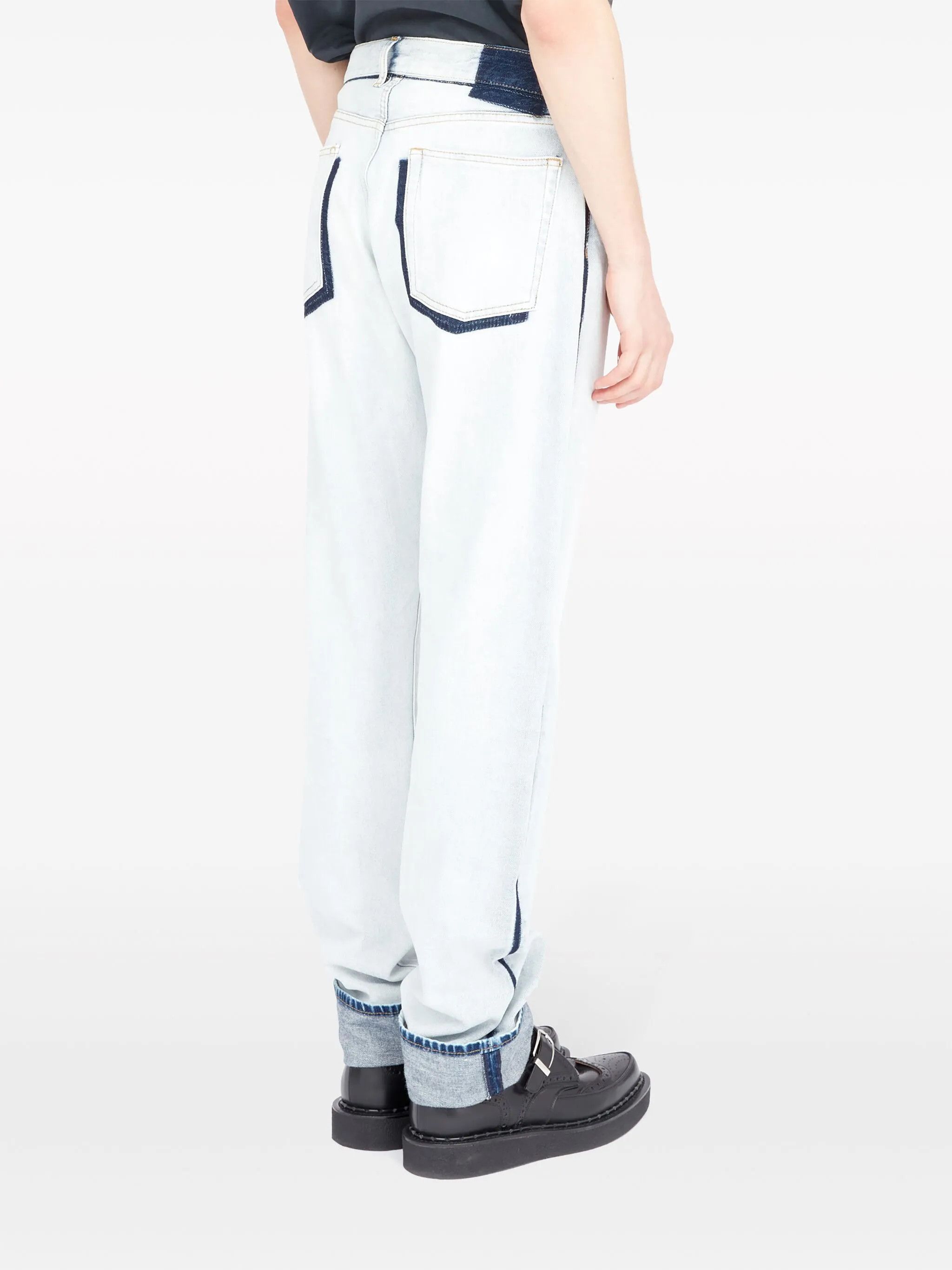 Maison Margiela oc11z0925 Japanese Denim Turn-up Jeans in White/Blue Size US 30 / EU 46 - 4 Thumbnail