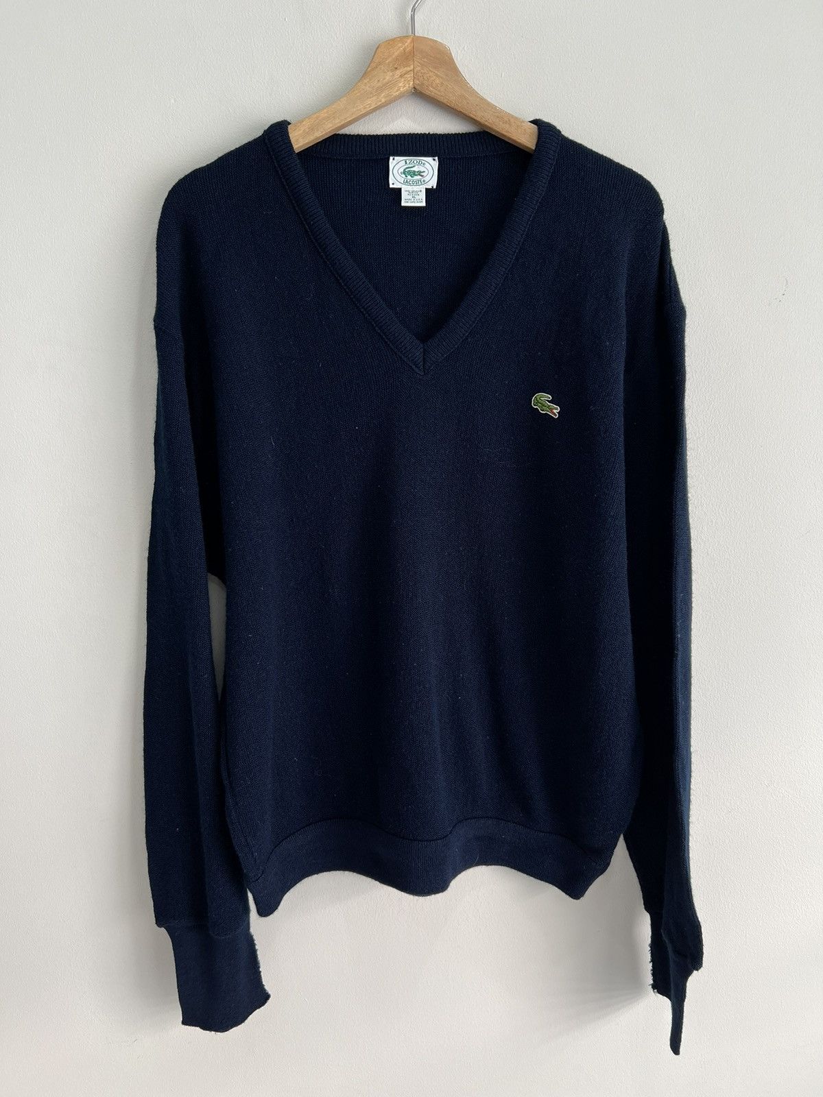 Lacoste Vintage Lacoste Vneck Knit sweater XL Size US XL / EU 56 / 4 - 1 Thumbnail