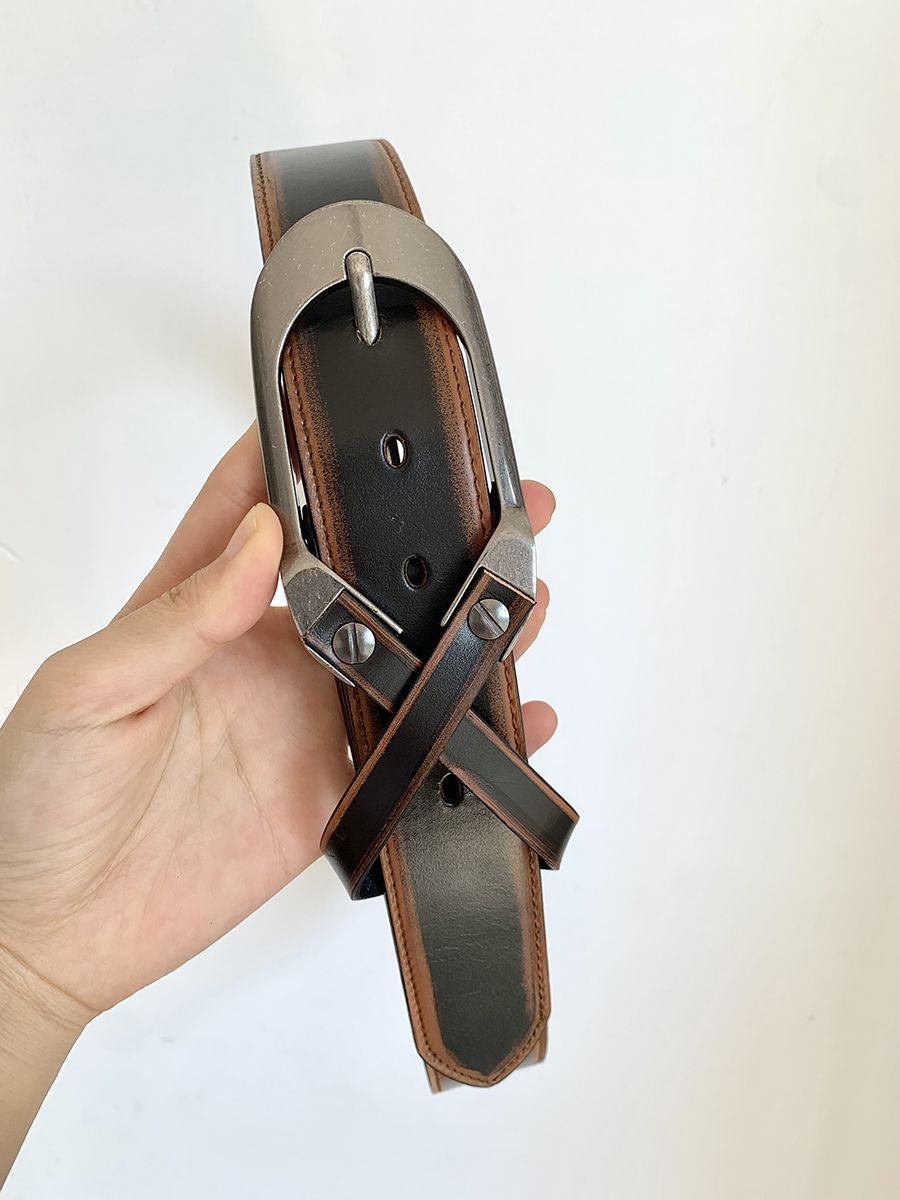 Designer New Trend Vintage Belt Riveted Belts Menswear Accessories Size ONE SIZE - 3 Thumbnail