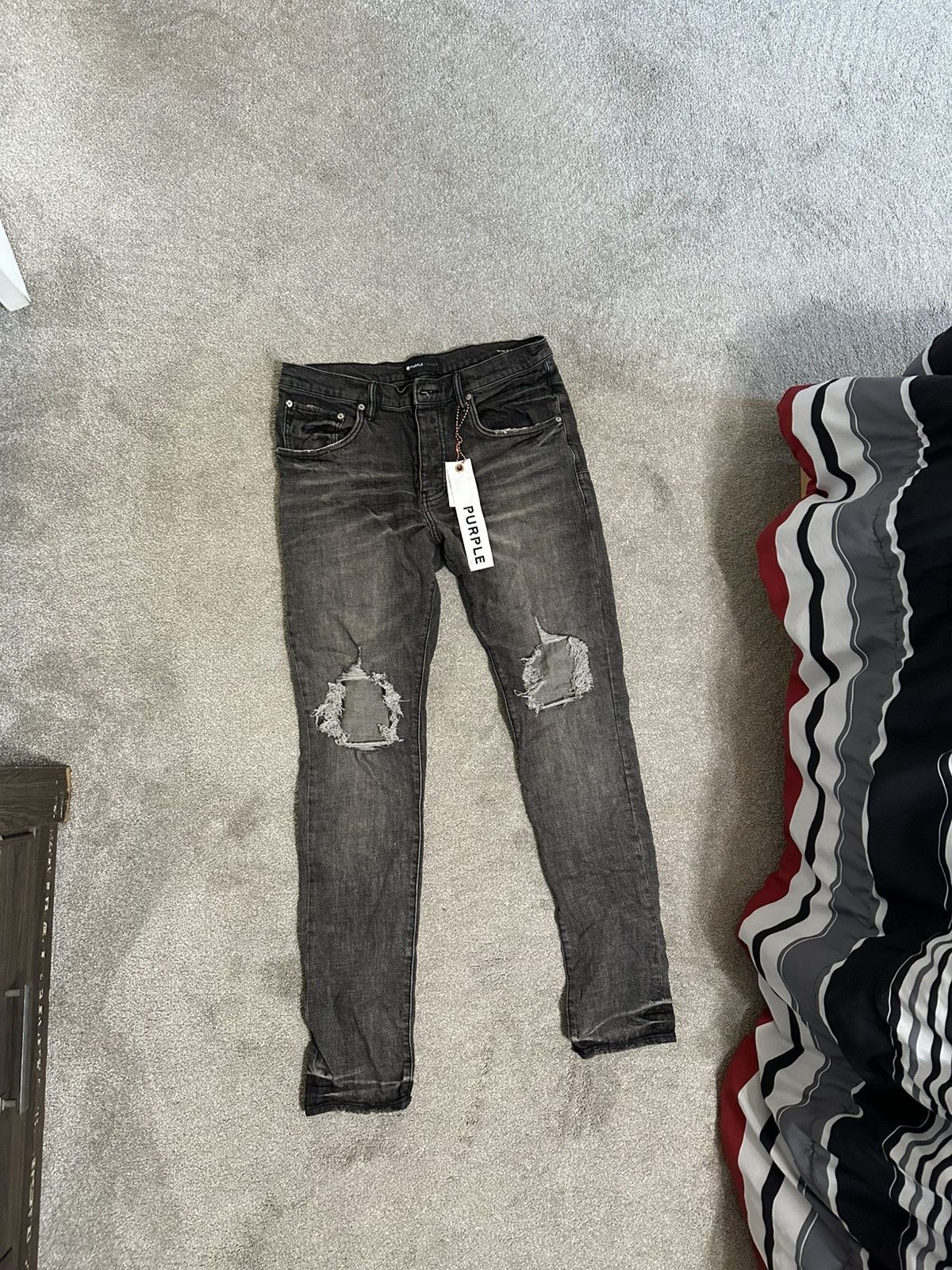 Purple Brand Black Distressed Slim Fit Jeans Size 33