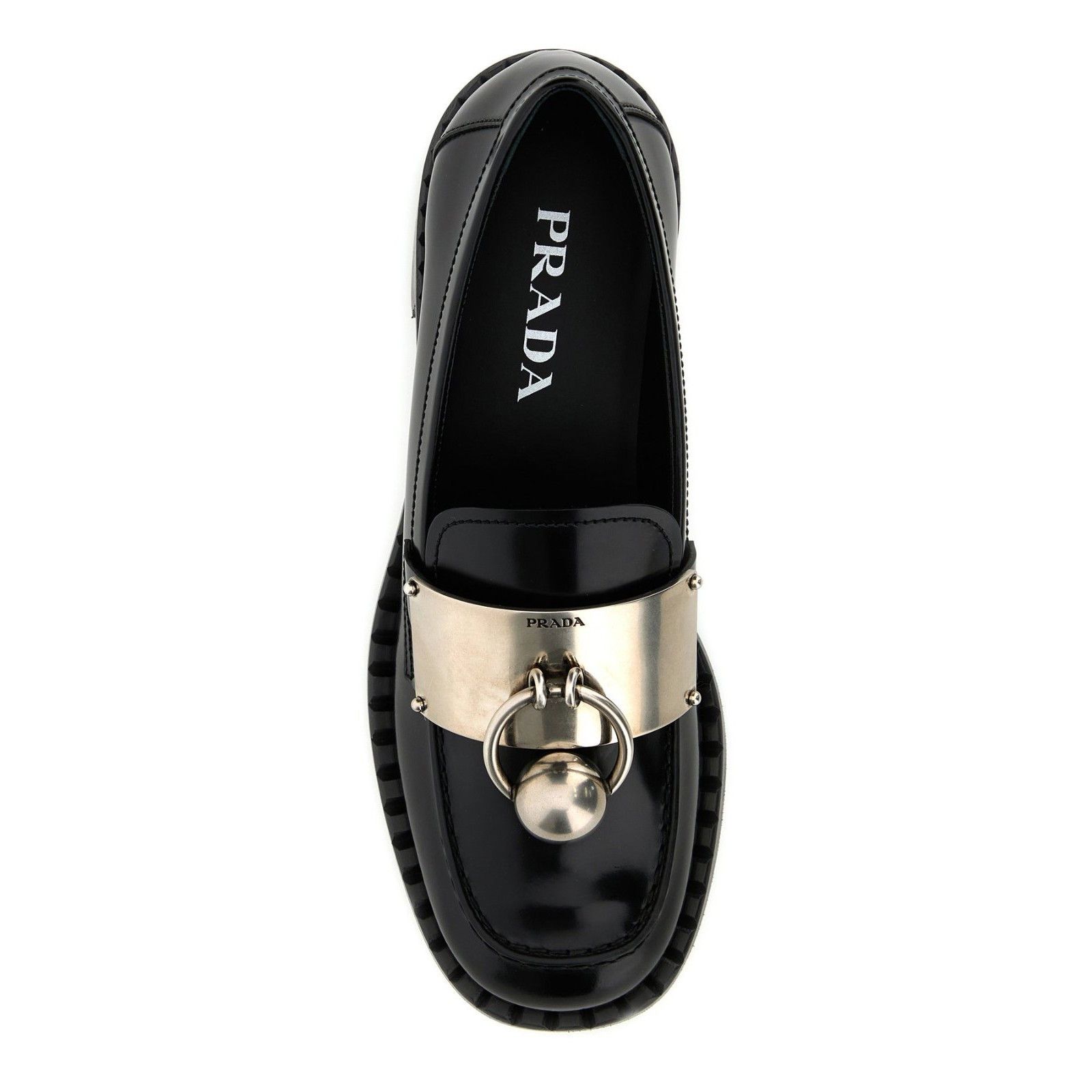 Prada PRADA Metallic Black Leather Loafers New And Authentic (Wome Size US 7 / IT 37 - 4 Thumbnail