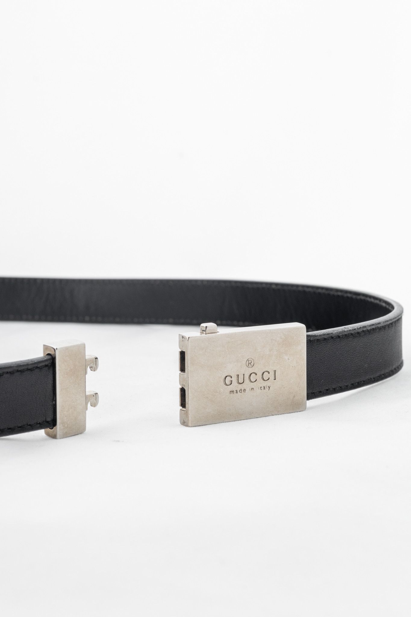 Gucci Gucci Black Leather Logo-Buckle Belt Size ONE SIZE - 4 Thumbnail