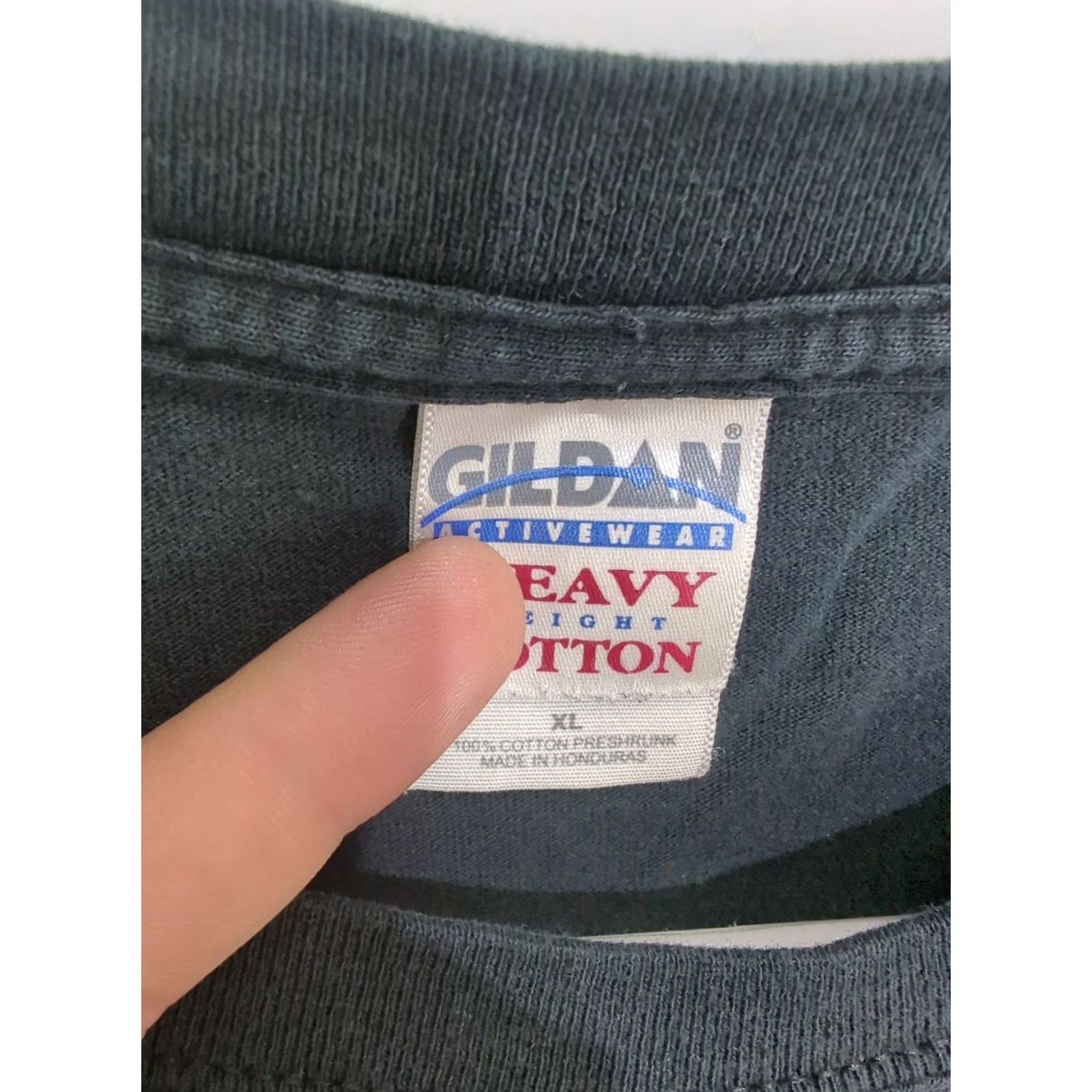 Gildan VINTAGE Gildan Heavy Cotton T-Shirt Guitar Men XL Black Double-Sided Graphic Print Logo Short Sleeve Crew Neck Y2K Vintage Music Size US XL / EU 56 / 4 - 2 Thumbnail