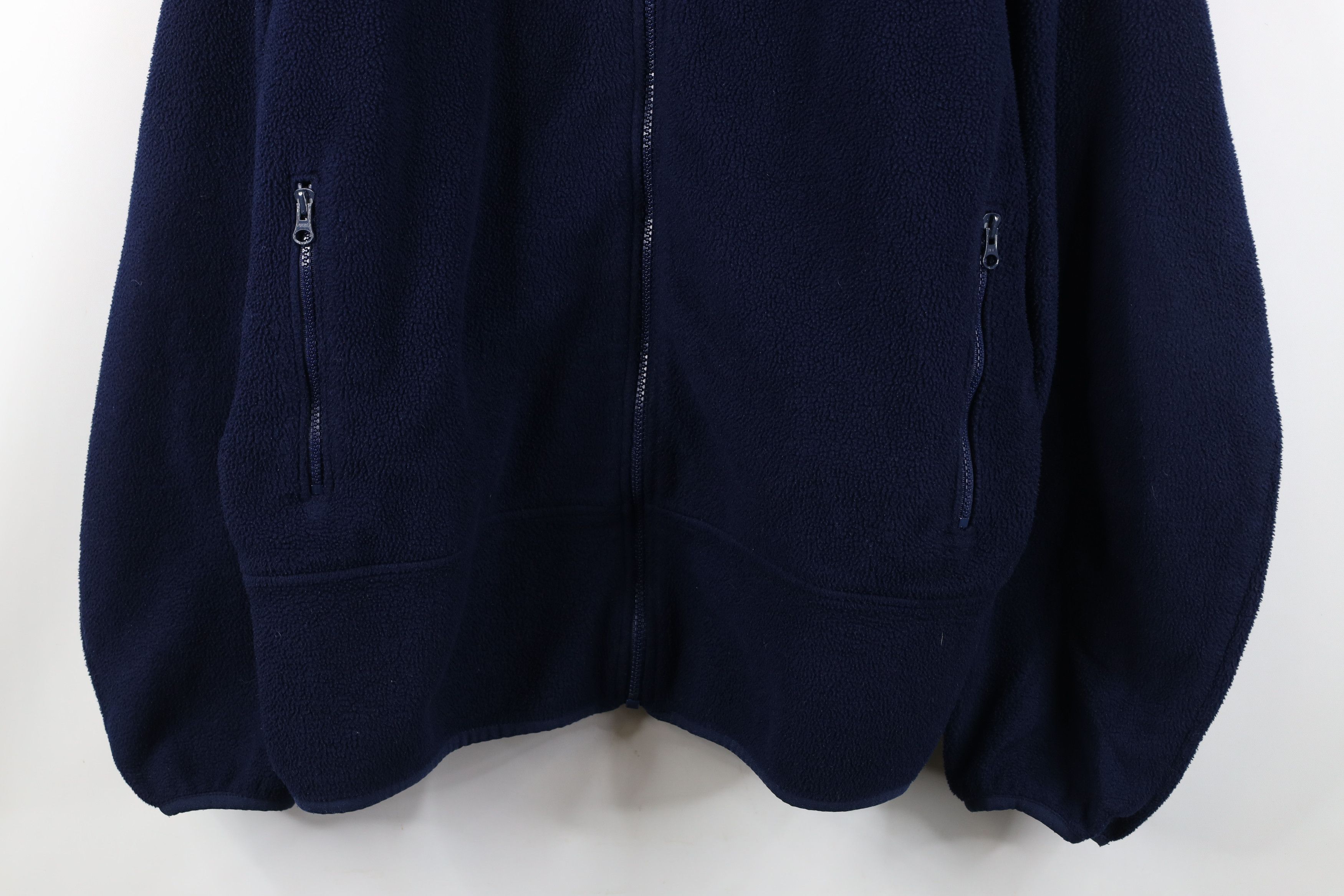 Lands' End Vintage 90s Lands End Blank Full Zip Fleece Jacket Navy Blue Size US XXL / EU 58 / 5 - 3 Thumbnail