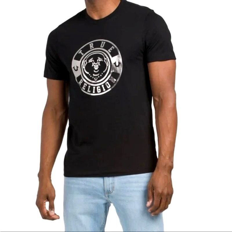 True Religion True Religion Men's Black T-Shirt with Silver Logo - XL Size US XL / EU 56 / 4 - 1 Thumbnail