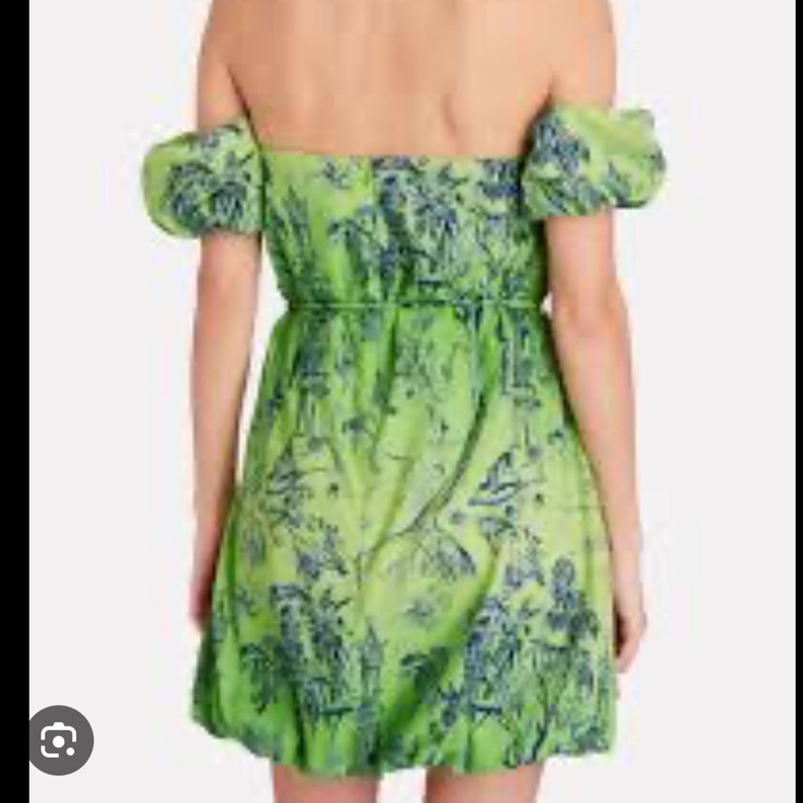 Staud Staud Ash Off-the-Shoulder Mini Dress - Size 0 - Green/Blue Size XS / US 0-2 / IT 36-38 - 2 Thumbnail