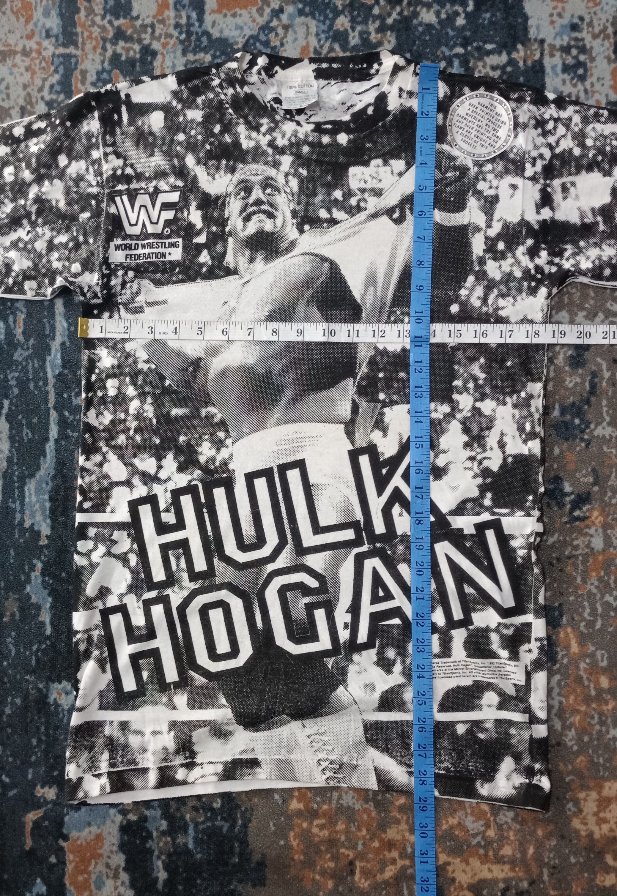 WWE Vintage 90🔥WWF Hulk Hogan All Over Print 1990 Size US S / EU 44-46 / 1 - 10 Thumbnail