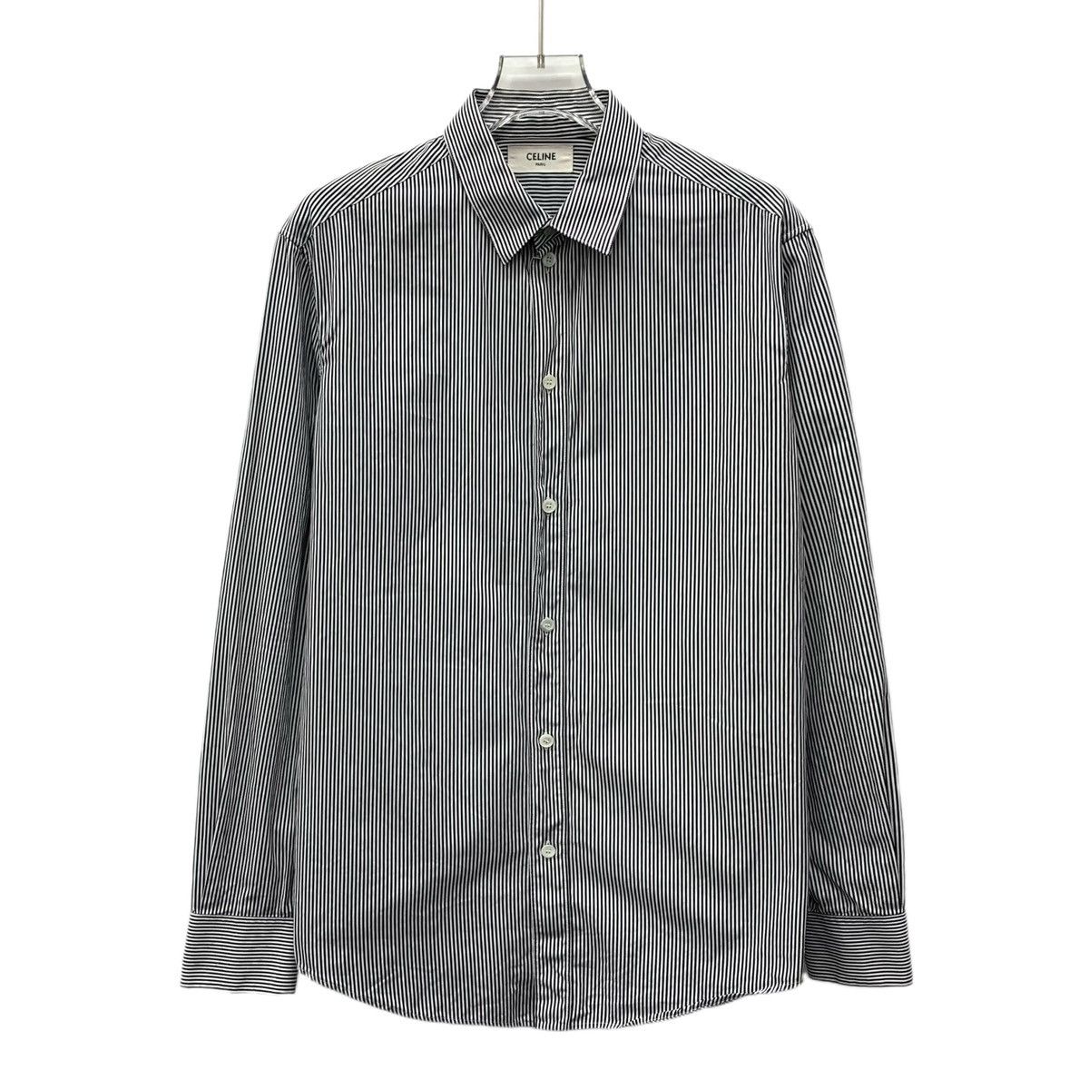 Celine Celine Striped Cotton Lapel Long Sleeve Shirt K26WX Size S / US 4 / IT 40 - 1 Thumbnail