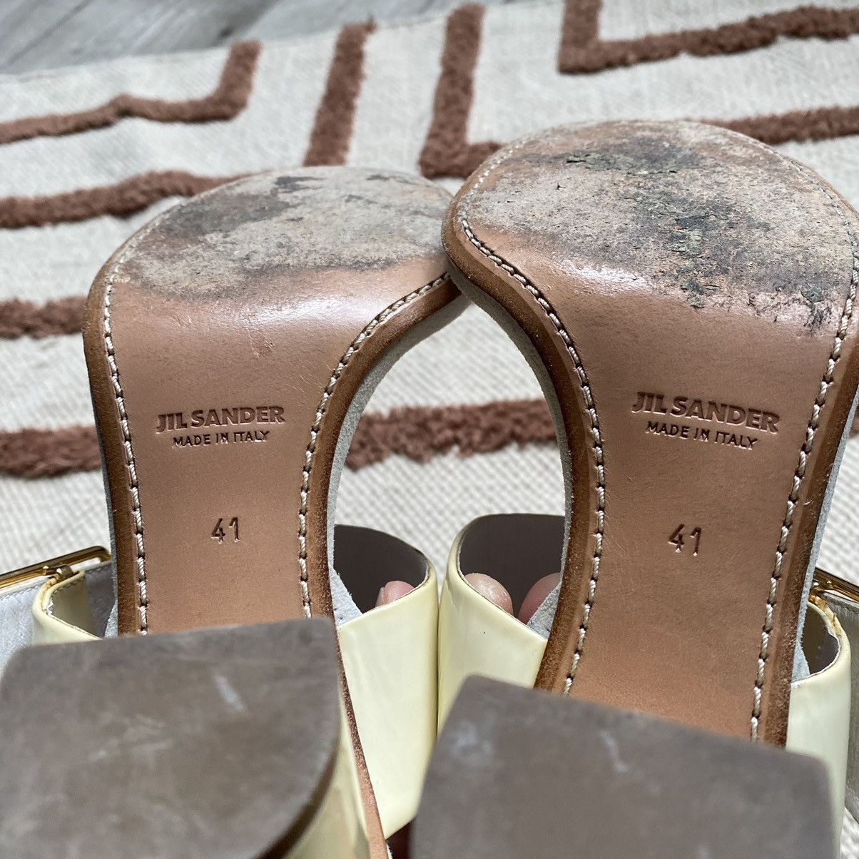 Jil Sander JIL SANDER LEATHER CREAM/WHITE HEELS Size US 11 / IT 41 - 10 Thumbnail