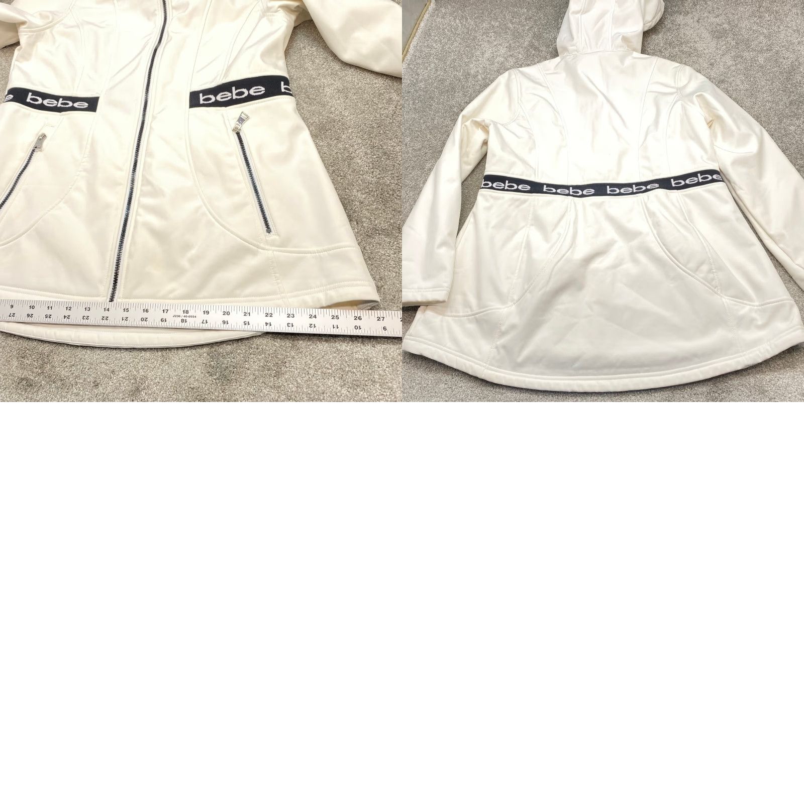 Bebe Bebe Sport White Hooded Jacket Womens XL Soft Shell Full Zip Coat Fleece Lined Size XL / US 12-14 / IT 48-50 - 9 Thumbnail