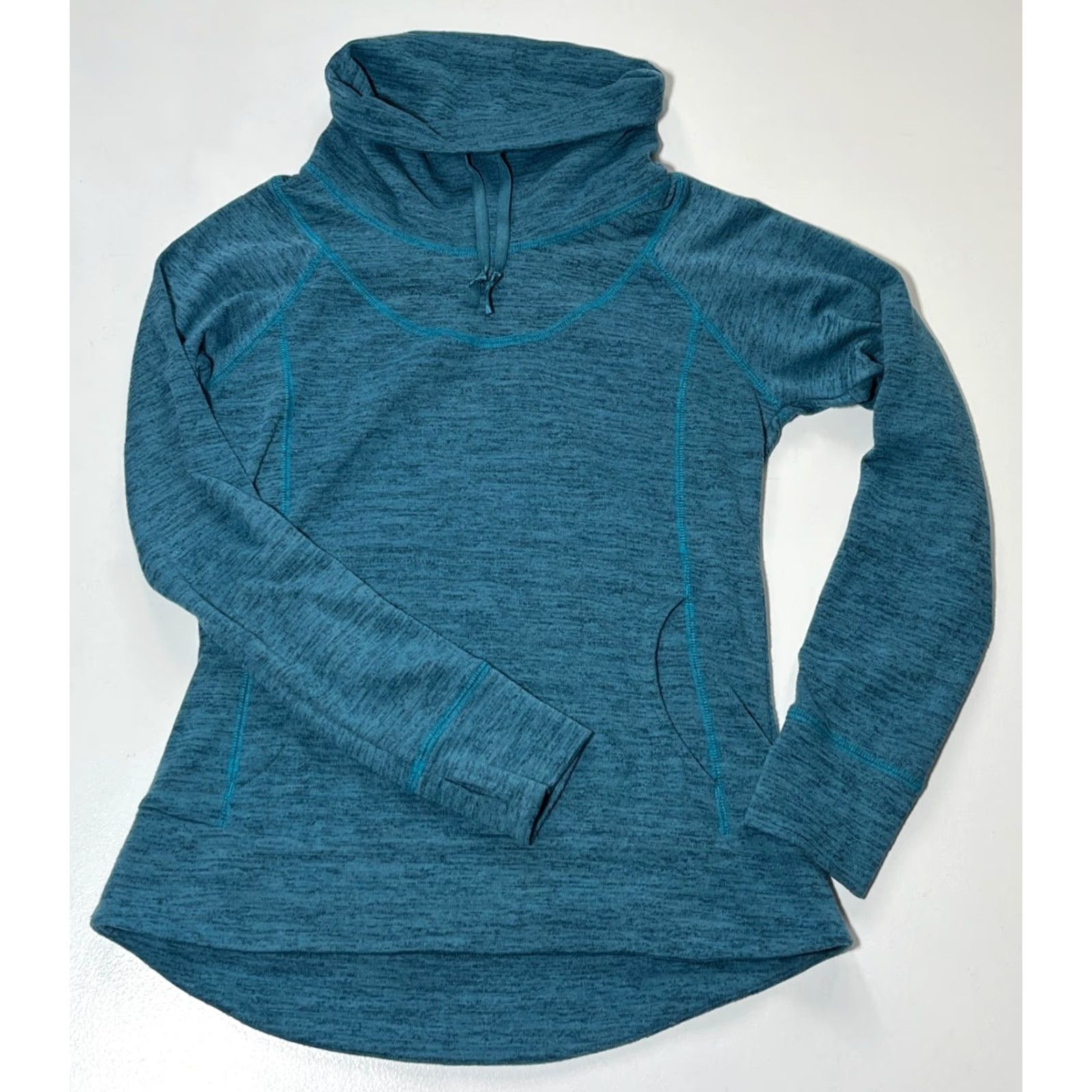 KangaROOS Womens Kuhl Lea Pullover Shirt S Heather Blue Kangaroo Pockets Cowl Neck Long Sleeve Casual Travel Vintage Womens Size S / US 4 / IT 40 - 3 Thumbnail