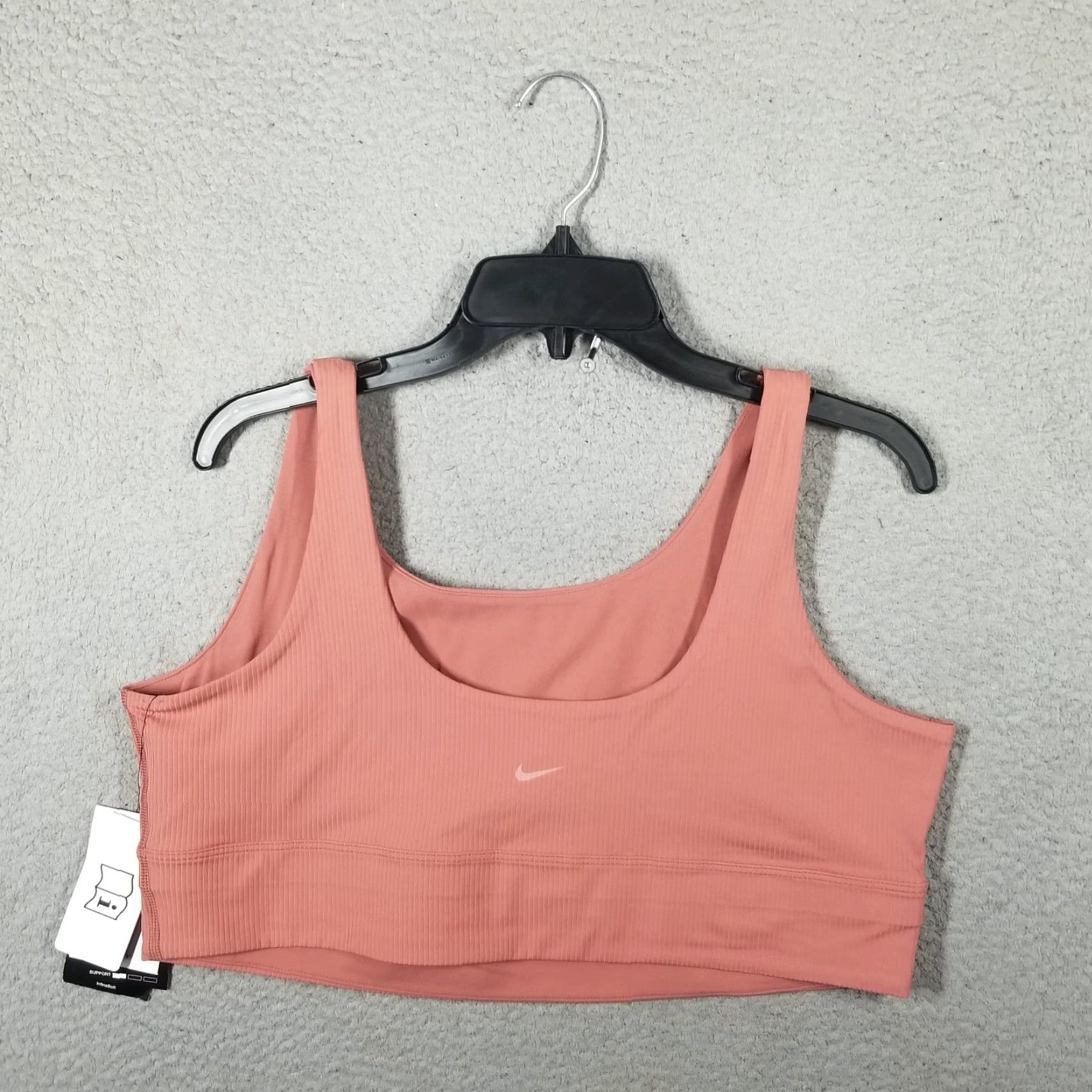 Nike VINTAGE Nike Zenvy Rib Sports Bra Womens 2X Pink High Support Plus Size Bra Size ONE SIZE - 2 Thumbnail