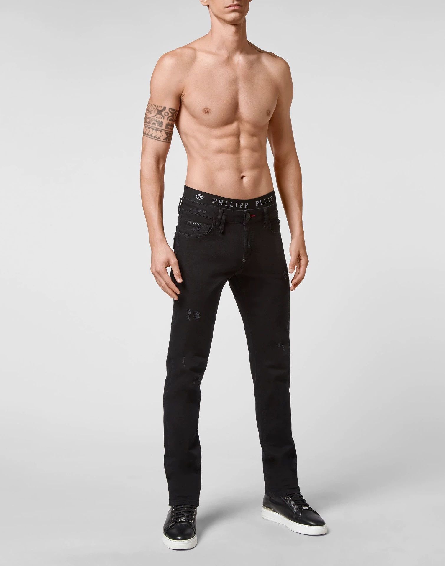 Philipp Plein Philipp Plein Black Distressed Stretch Slim Mid Jeans 36 Size US 36 / EU 52 - 1 Thumbnail