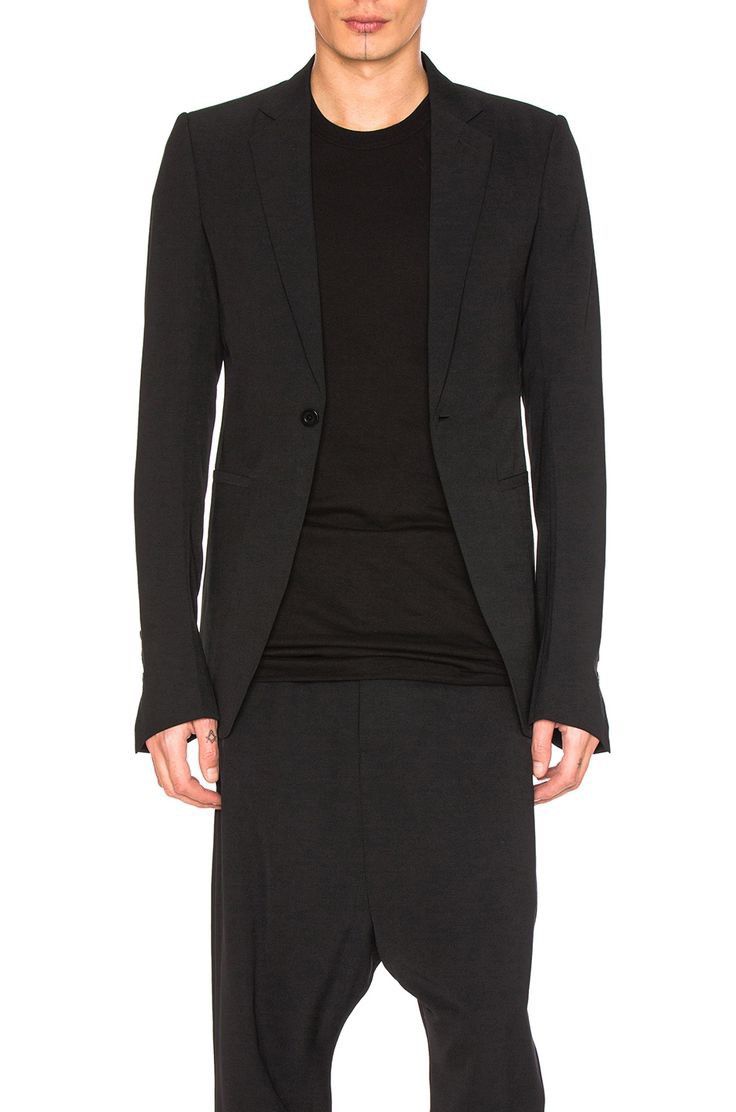 Rick Owens 🔥Rick Owens Soft Wool Single Button Tailored Jacket Black Size US M / EU 48-50 / 2 - 2 Thumbnail