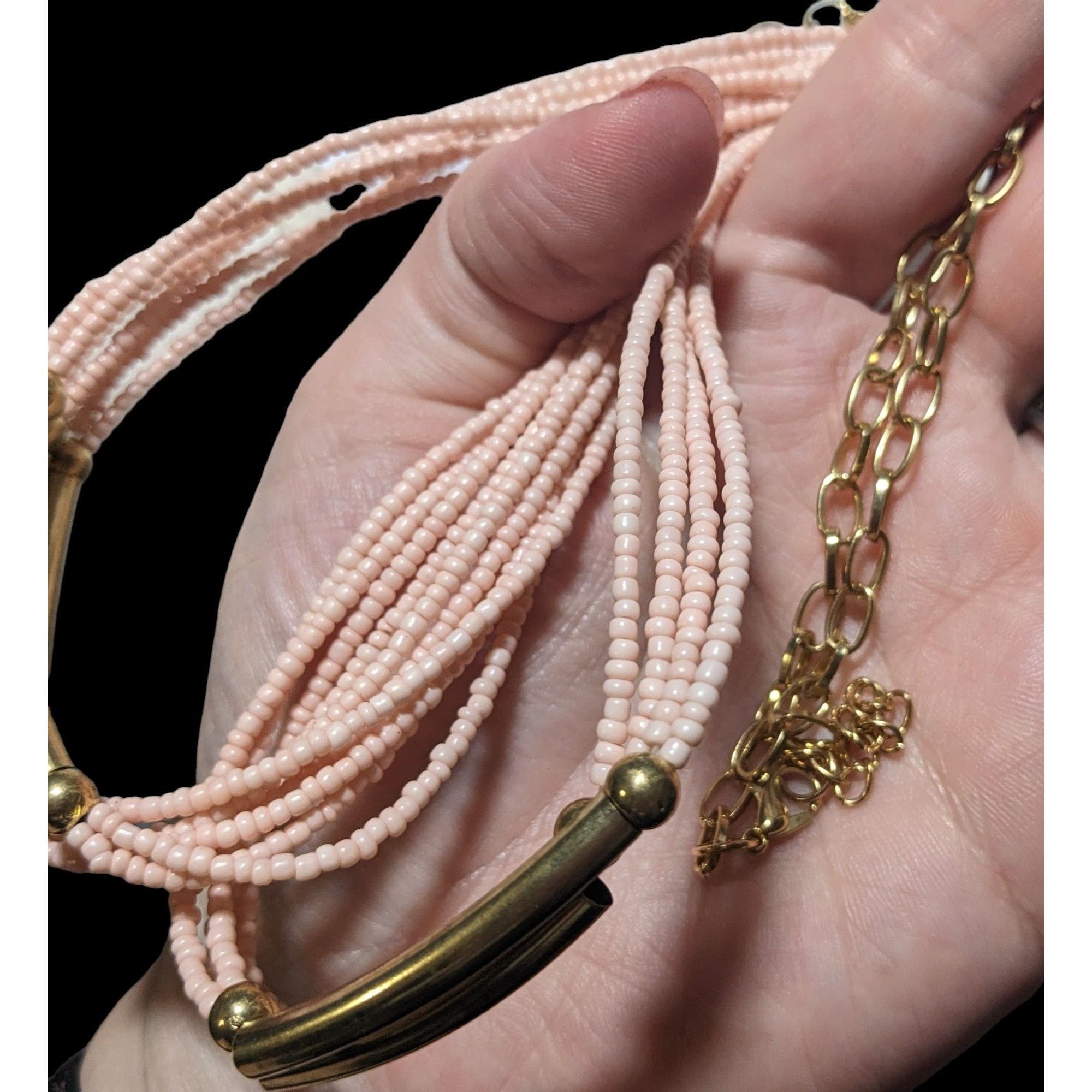 Other Pink And Gold Retro Multilayer Beaded Necklace Size ONE SIZE - 4 Thumbnail