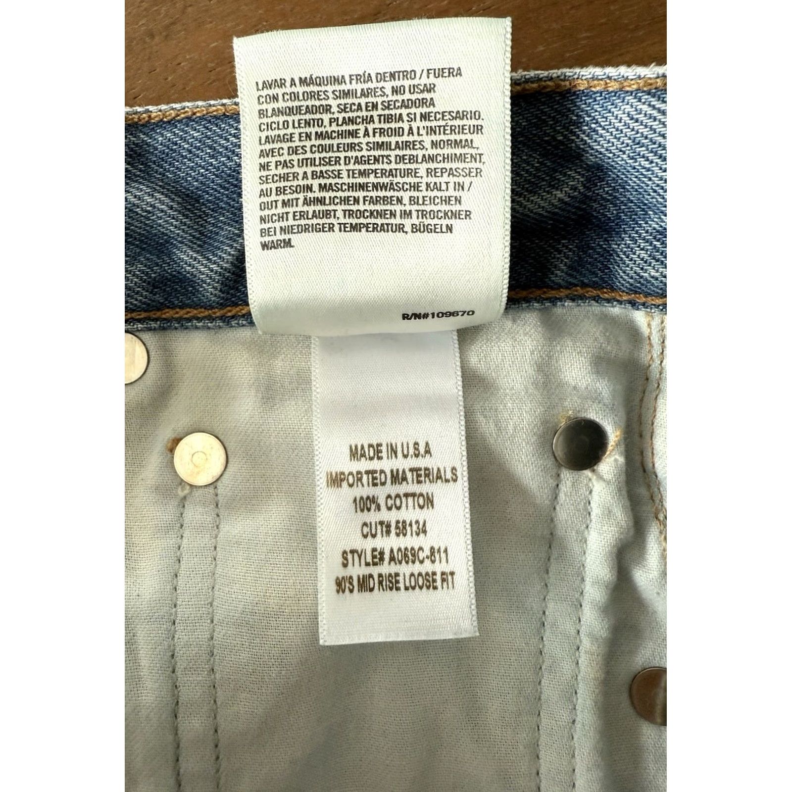 Agolde AGOLDE 90's Mid Rise Loose Fit Jeans Womens 23 Light Wash Blue Denim 5-Pocket Button Rise High Straight Cruiser 90s Grunge Retro City USA Womens Size 40" / US 18 - 5 Thumbnail
