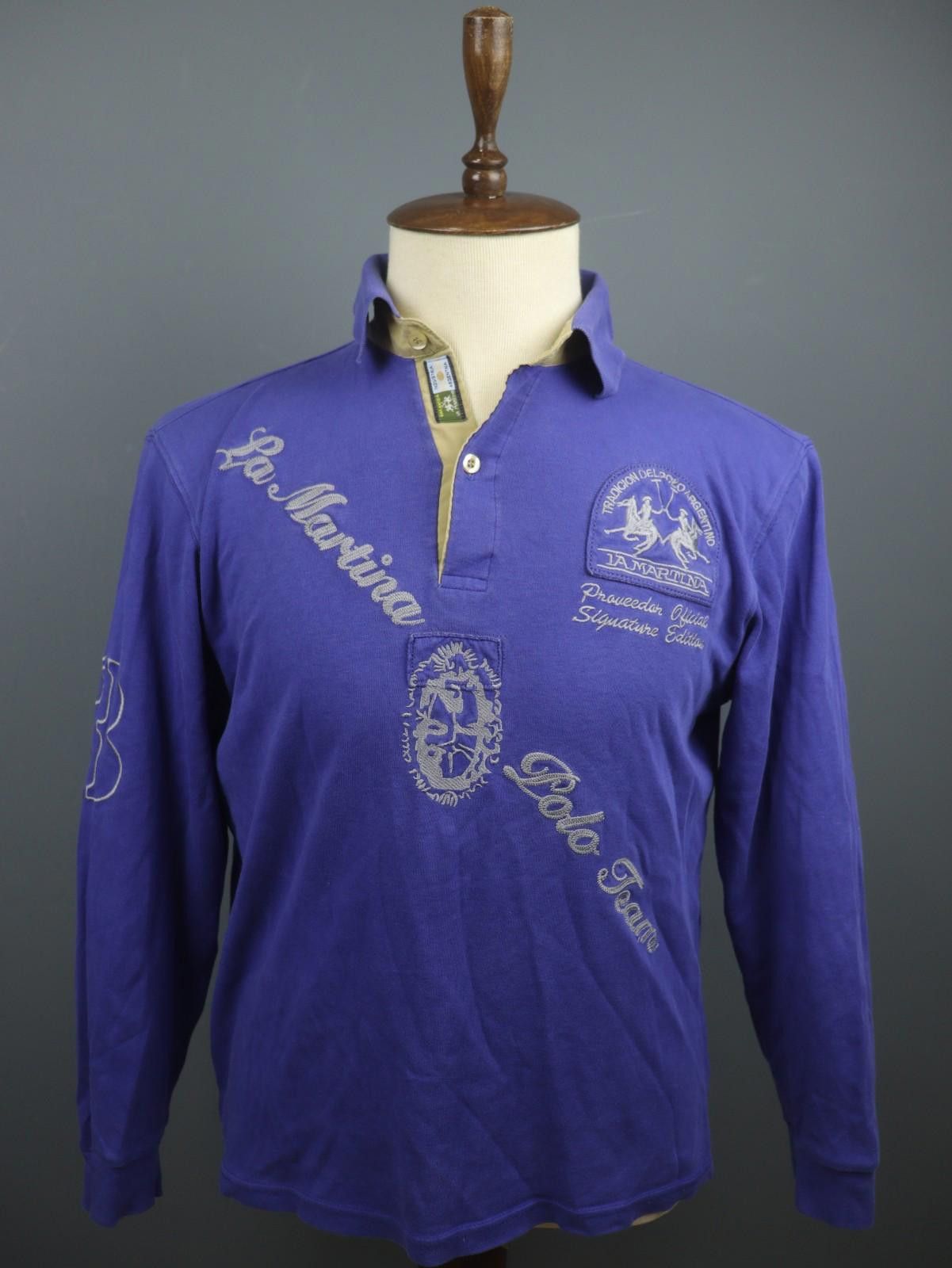 La Martina LA MARTINA Purple Cotton Collared Popover Polo Shirt Size L Size US L / EU 52-54 / 3 - 1 Thumbnail