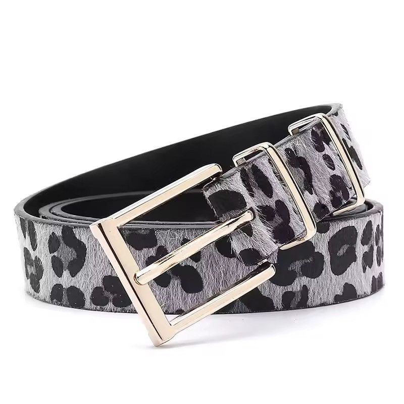Japanese Brand Leopard Print Pony Hair Effect Belt - PU Leather Y2K 105 cm Size ONE SIZE - 3 Thumbnail
