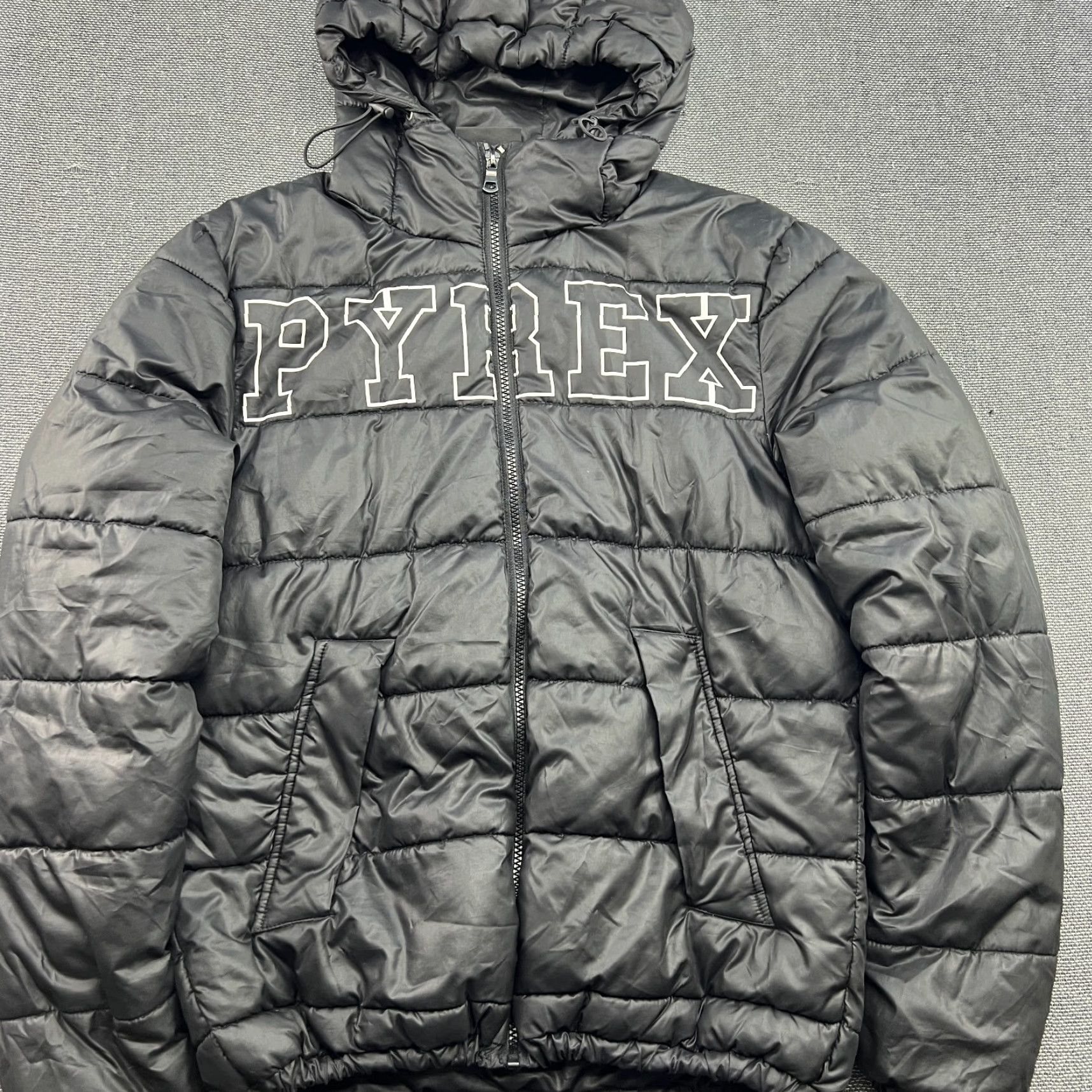 Vintage PYREX Pyrex Vision Virgil Abloh Puffer Jacket Mens XS Black Hooded Full Zip Jacket Size US XS / EU 42 / 0 - 2 Thumbnail