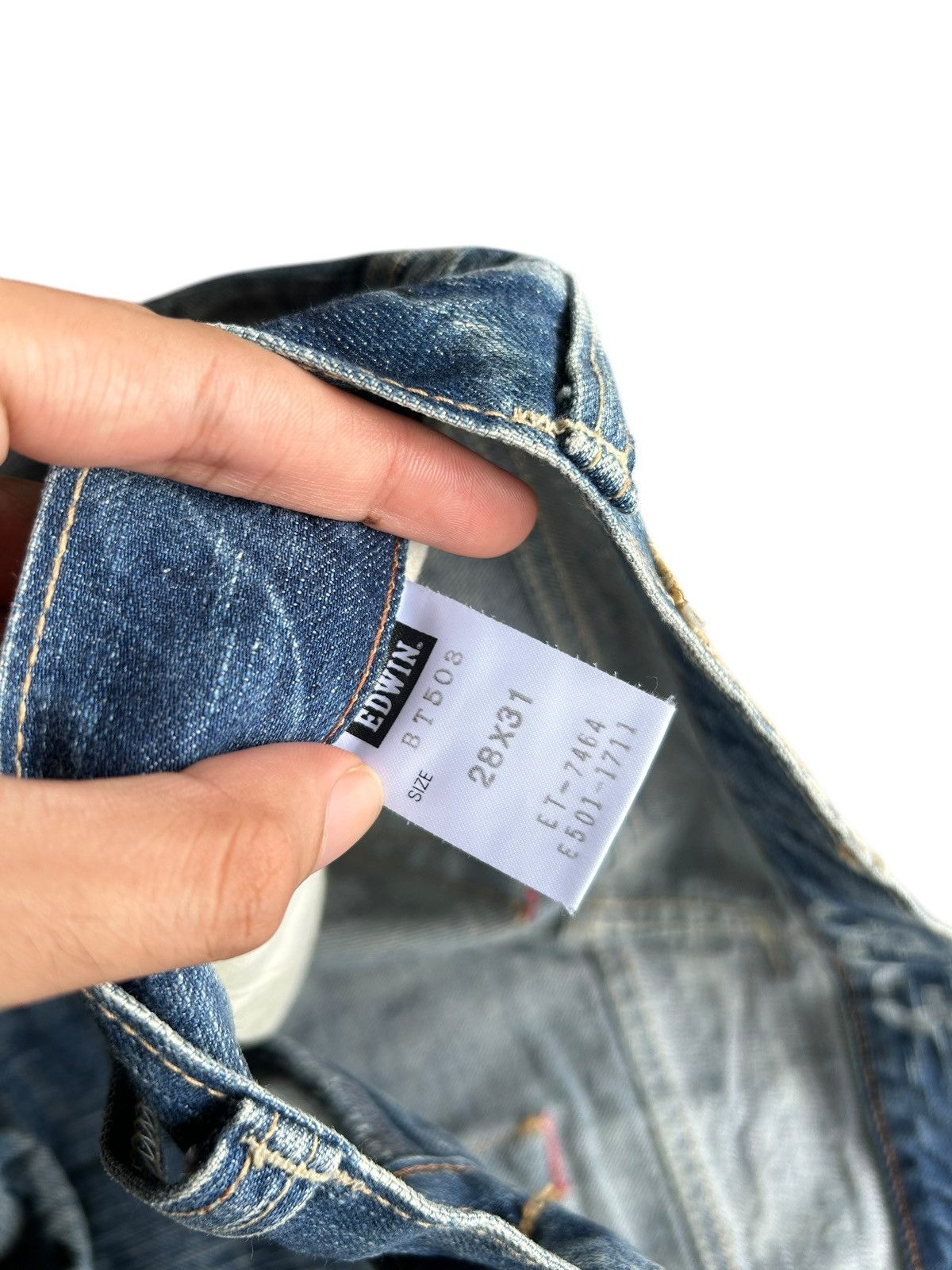 Japanese Brand × Kapital × Vintage Edwin Blue Trip Rusty Faded Distressed Denim Jeans Size US 32 / EU 48 - 7 Thumbnail