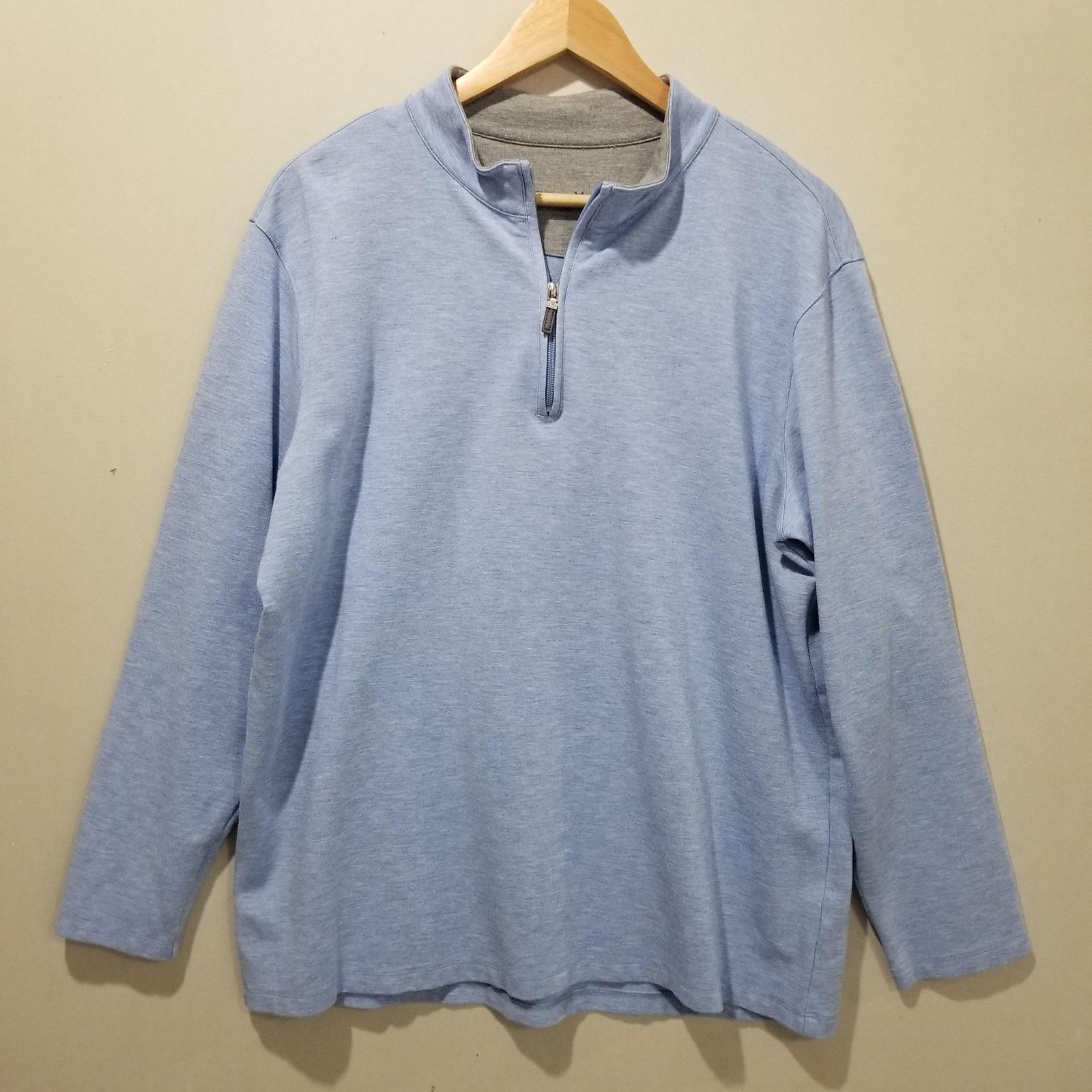 Mizzen+Main Mizzen+Main Sweater Mens Large Blue 1/4 Zip Mock Neck Size US L / EU 52-54 / 3 - 10 Thumbnail