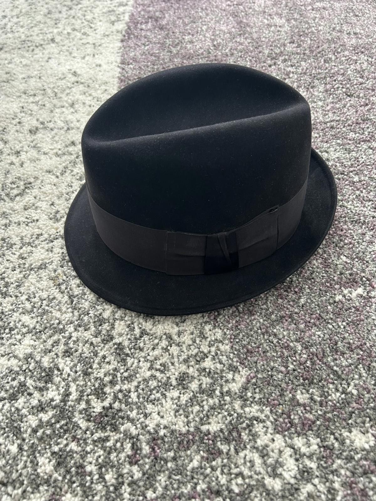 Designer Classic Black Fedora Hat with Ribbon Band Size ONE SIZE - 3 Thumbnail