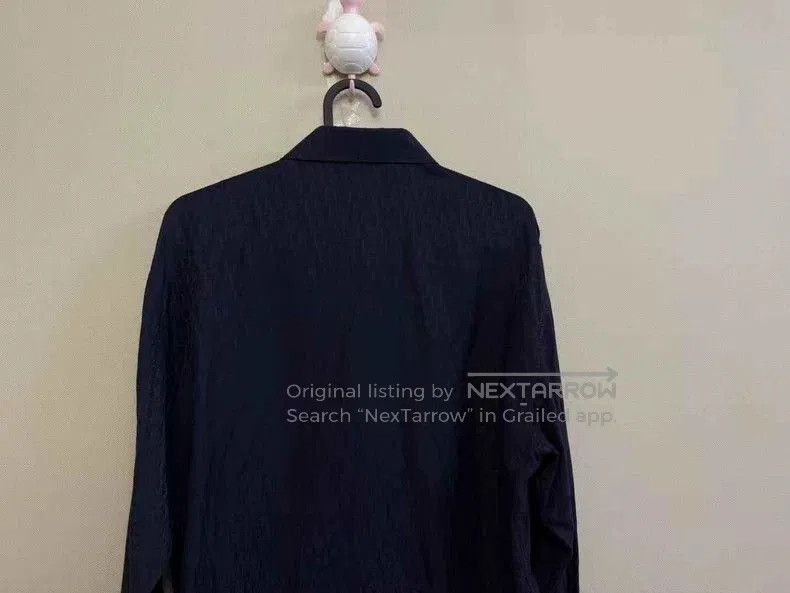 Dior Dior Navy Monogram Silk Long Sleeve Shirt. Size US XL / EU 56 / 4 - 5 Thumbnail