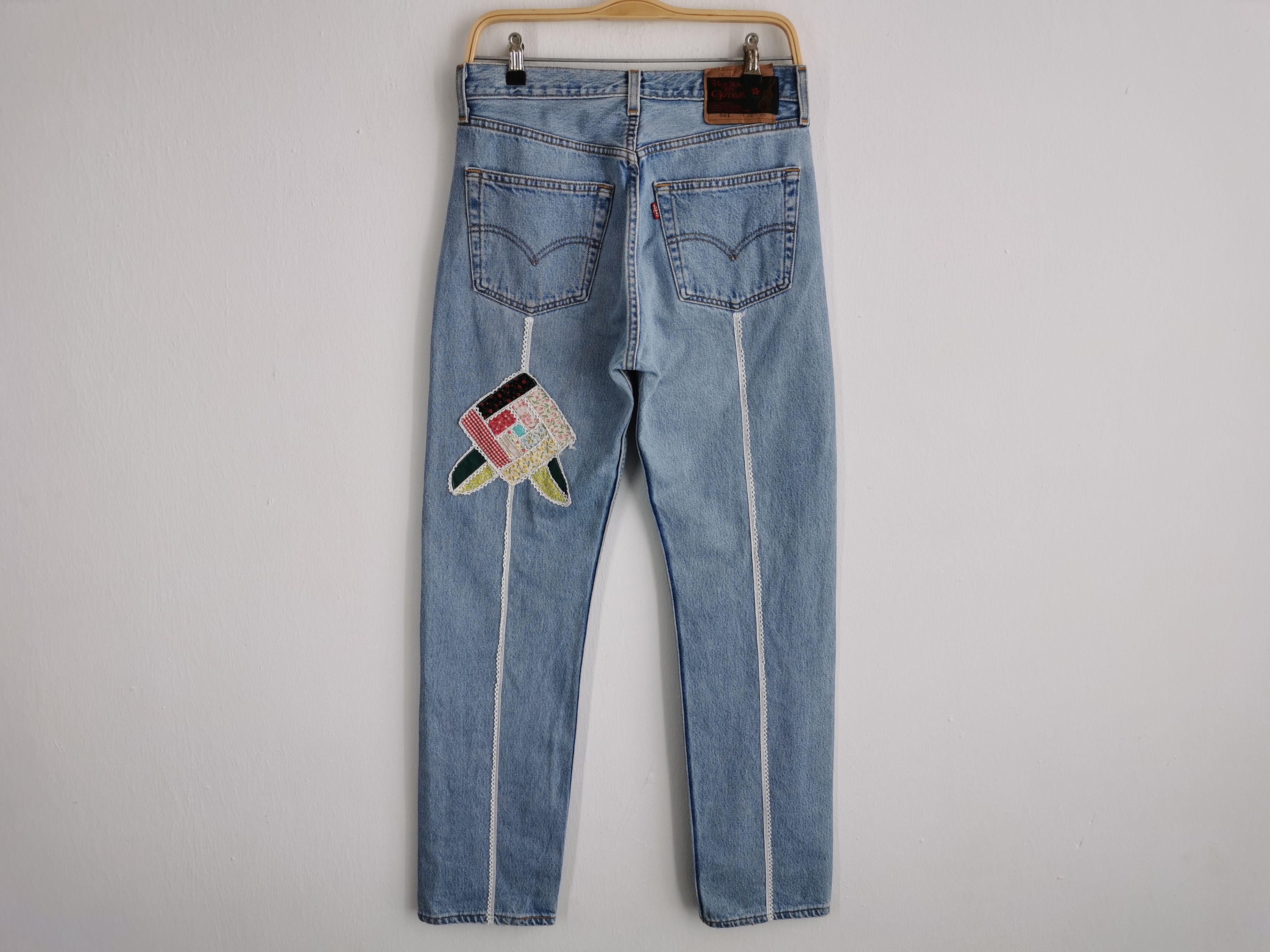 Levi's Vintage 90s Levis Lot 501 x Hana To Guitar Painting Denim Size US 31 - 3 Thumbnail