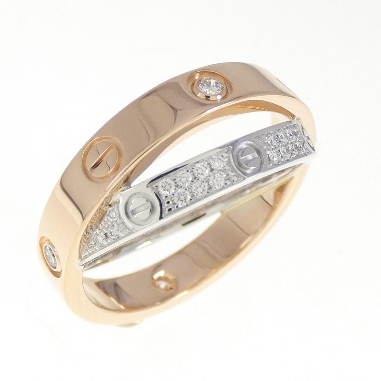 Cartier Cartier Cartier B Love 750 Pink Gold 750 White Gold Diamond Ring Size 8 Precious Metal Ring DUTY FREE for USA Size ONE SIZE - 1 Thumbnail