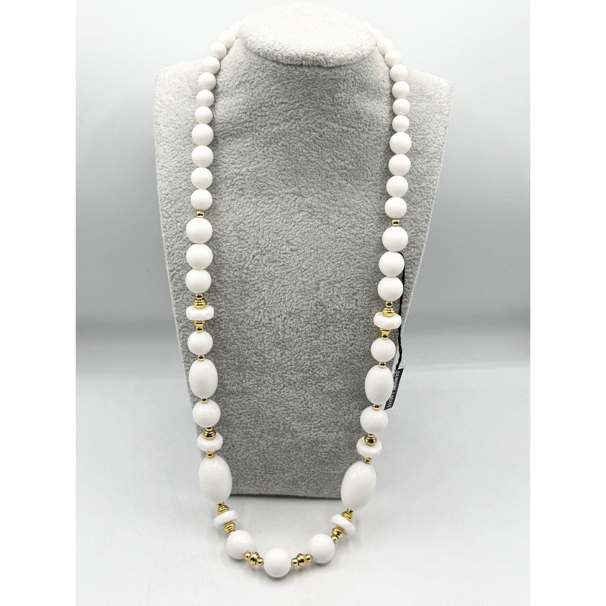 Vintage Vintage Genuine Lucite White & Gold Beaded Necklace Size ONE SIZE - 2 Thumbnail