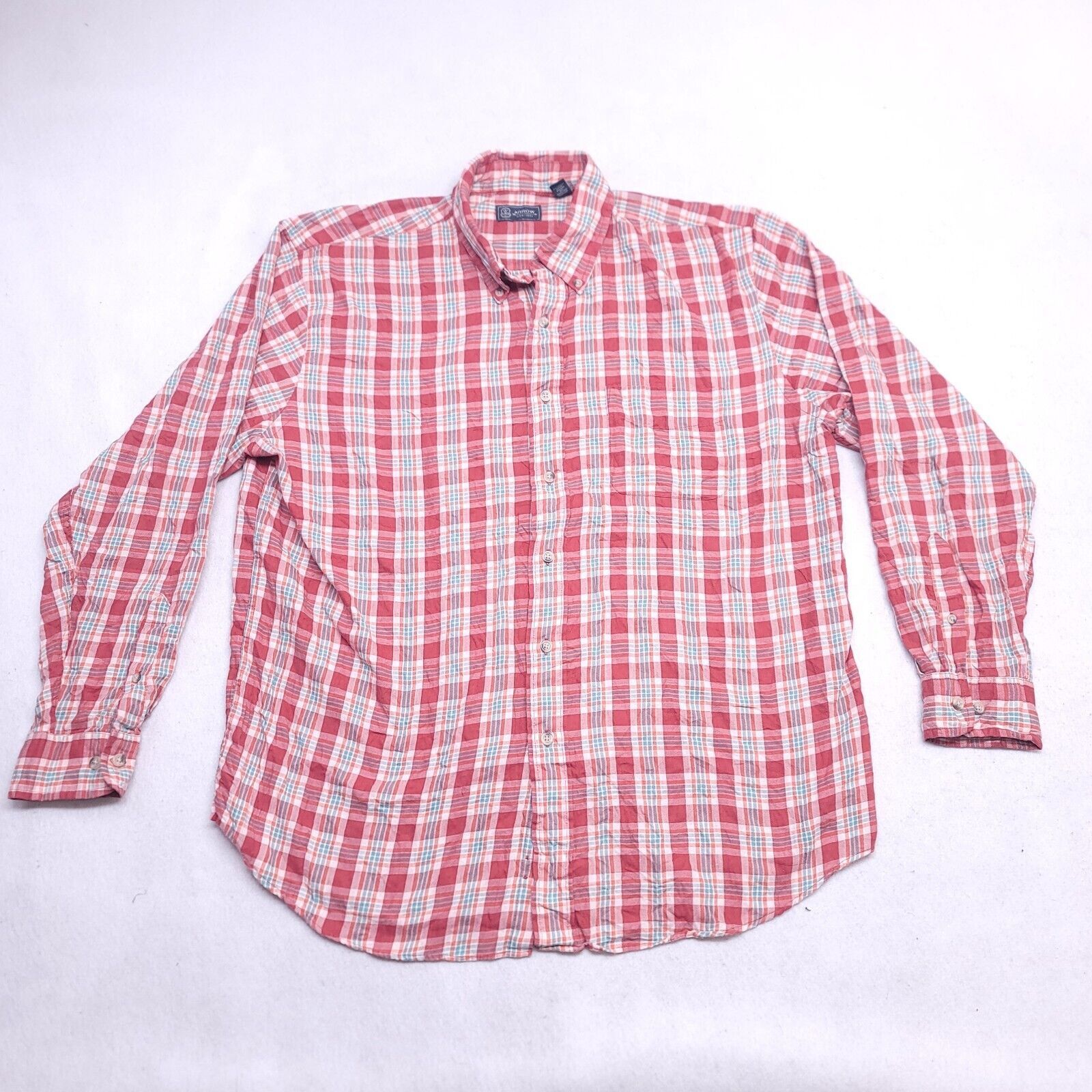 Arrow Arrow Tartan Flannel Casual Shirt Mens Size Large L Red Blue Size US L / EU 52-54 / 3 - 2 Thumbnail